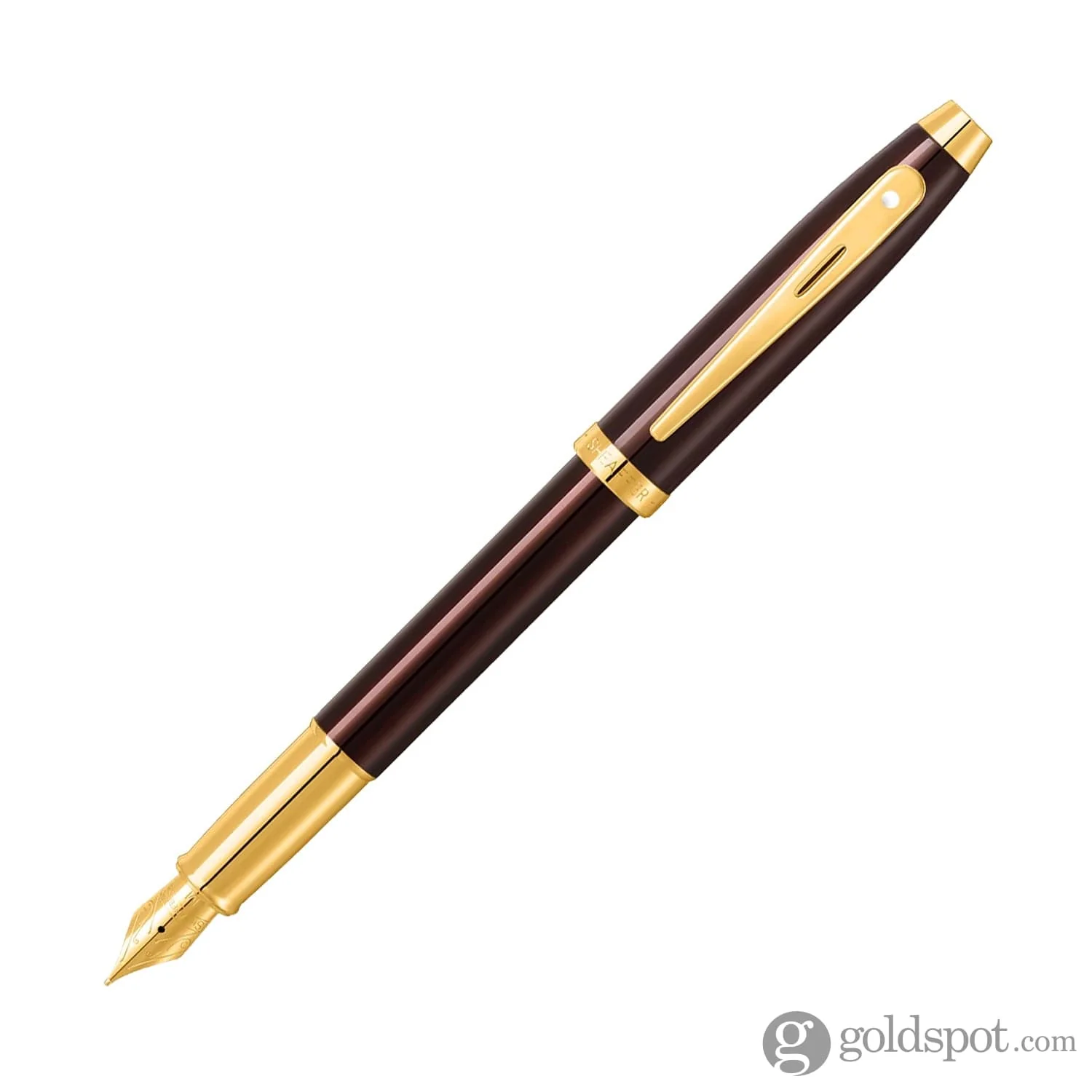 Sheaffer 100 Fountain Pen in Coffee Brown with PVD Gold Trim - Image 4