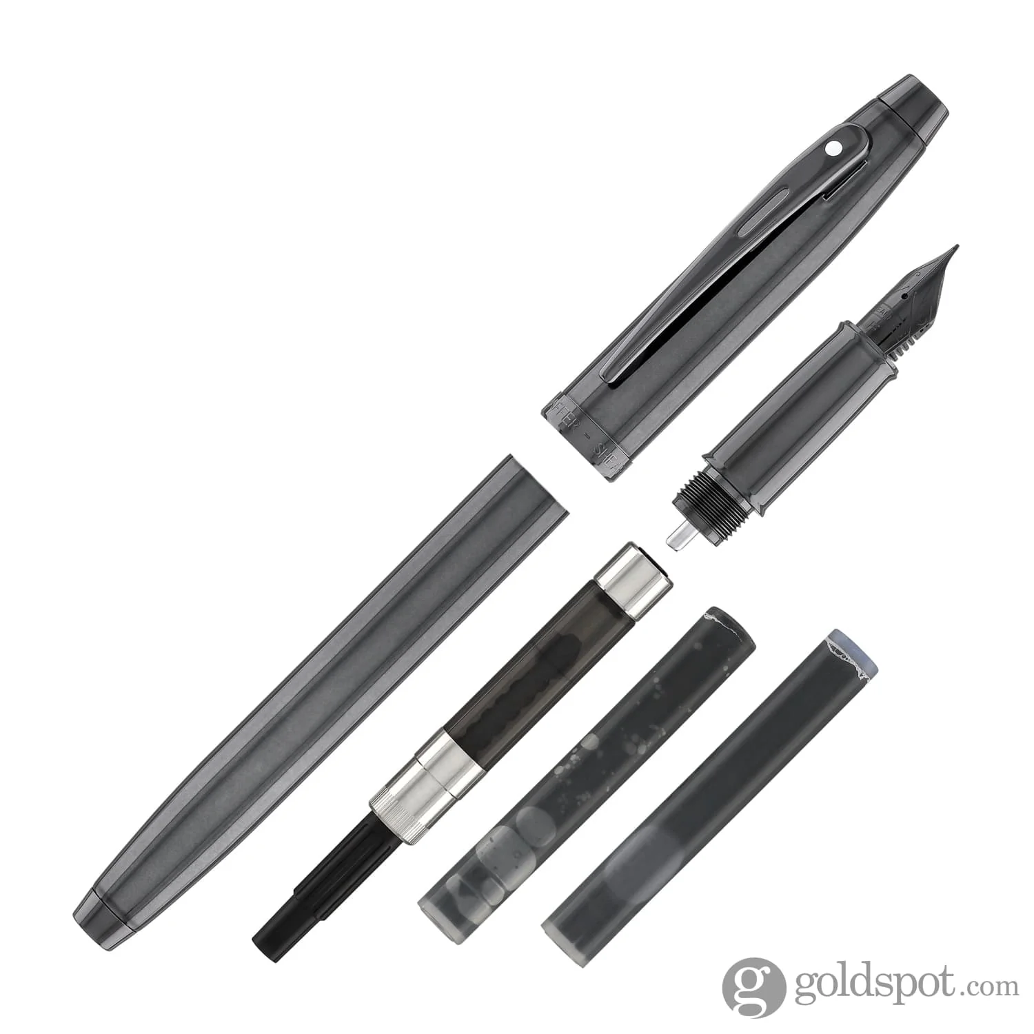 Sheaffer 100 Fountain Pen in Shiny Dark Grey Gunmetal with PVD Trim - Image 7