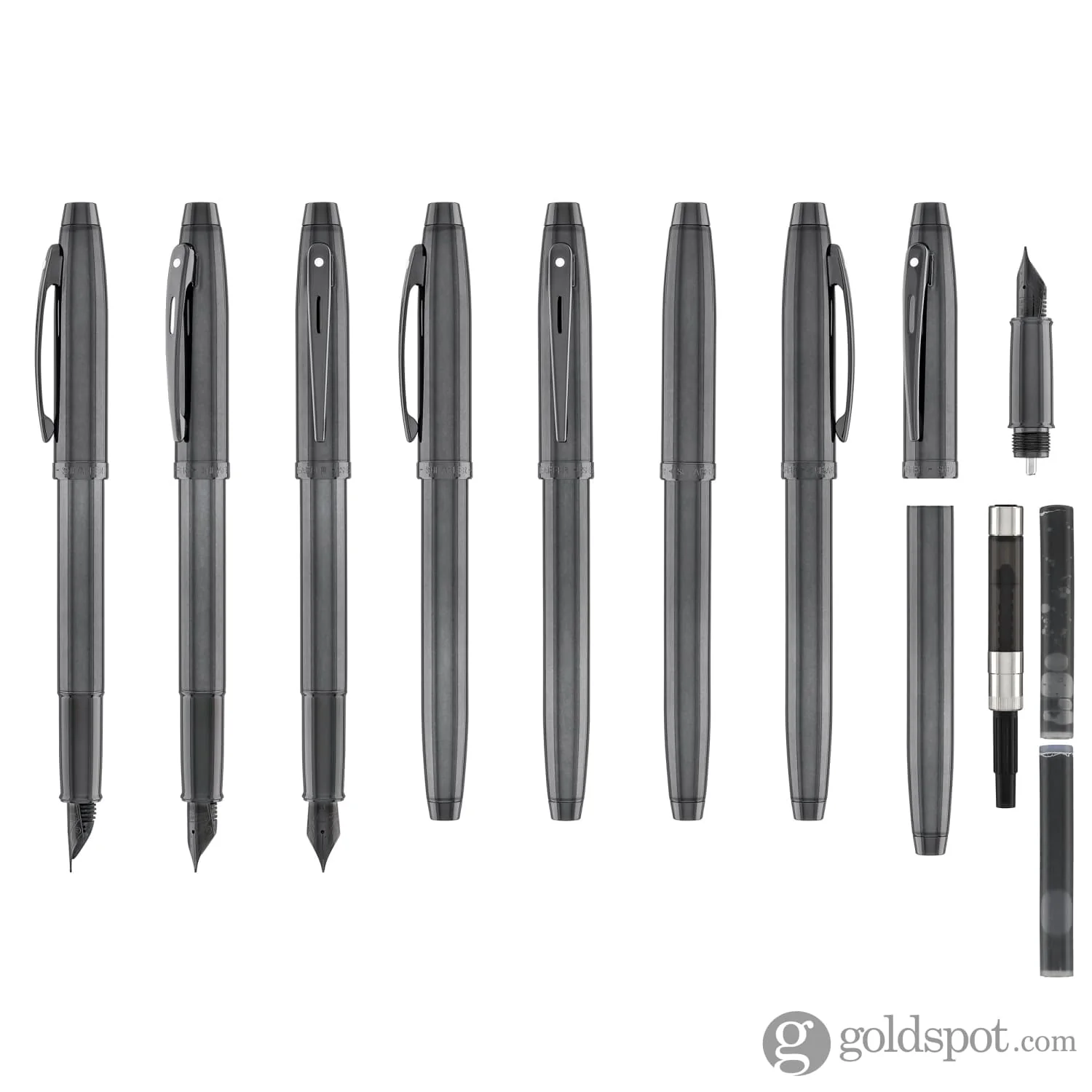 Sheaffer 100 Fountain Pen in Shiny Dark Grey Gunmetal with PVD Trim - Image 8