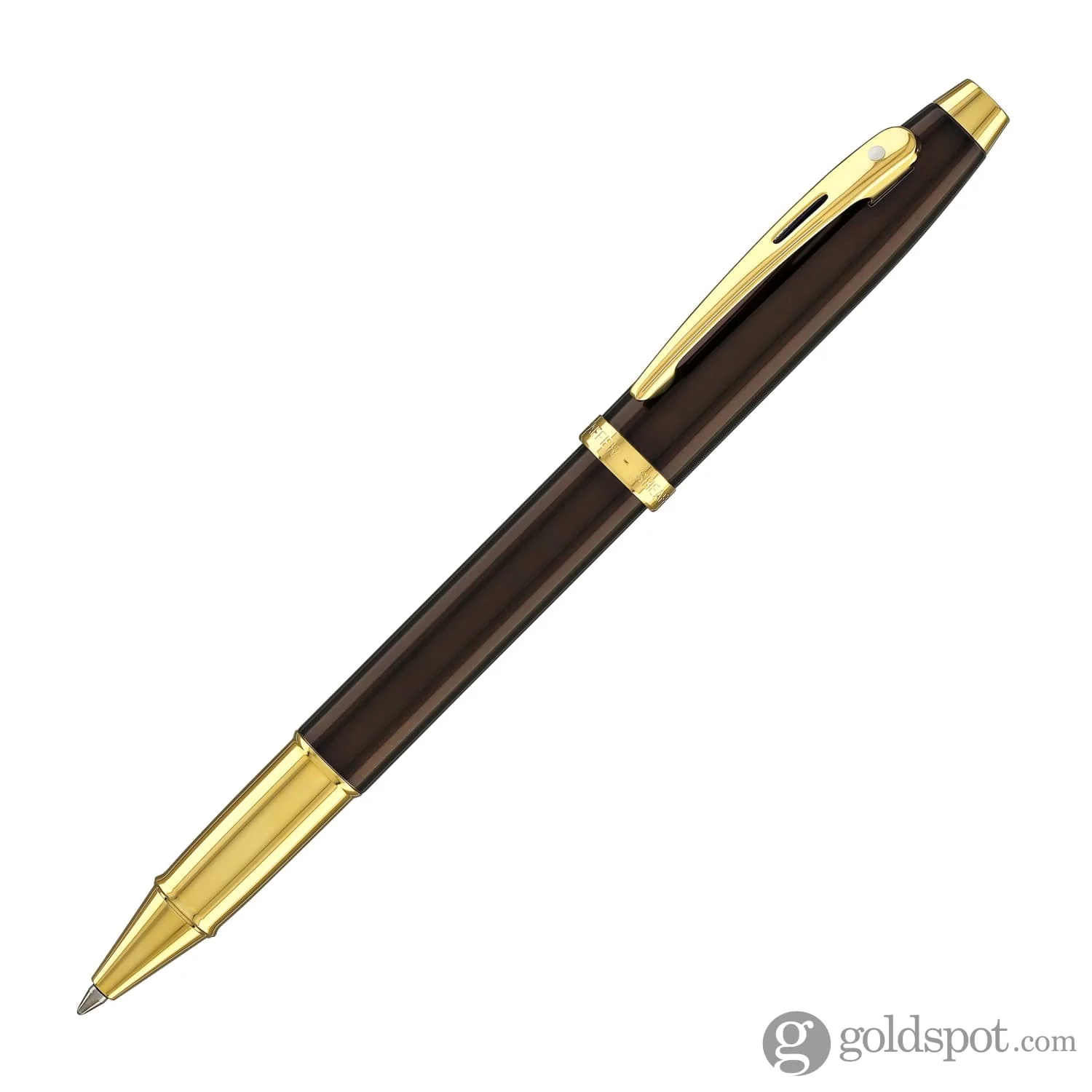 Sheaffer 100 Rollerball Pen in Coffee Brown with PVD Gold Trim - Image 2