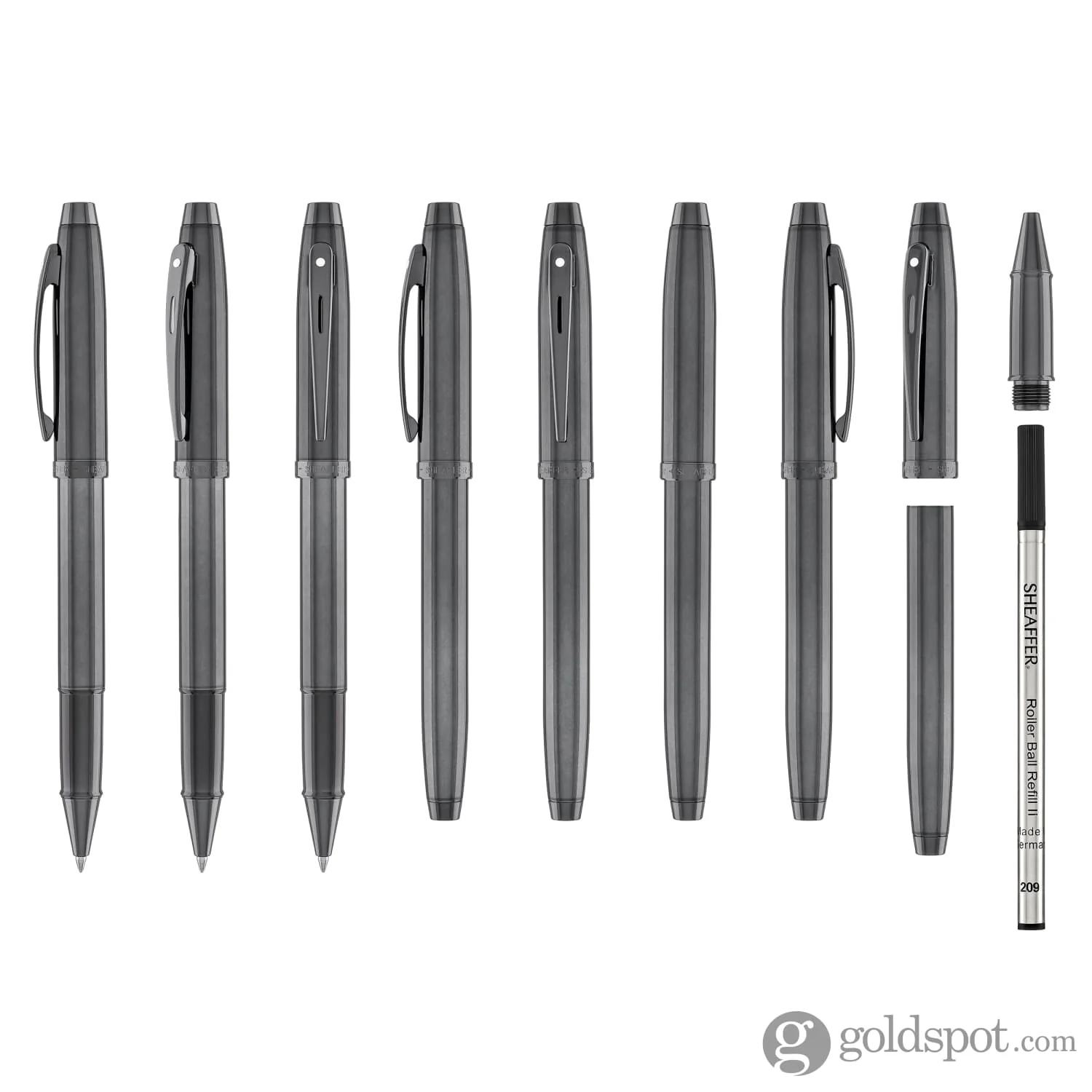 Sheaffer 100 Rollerball Pen in Shiny Dark Grey Gunmetal with PVD Trim - Image 8
