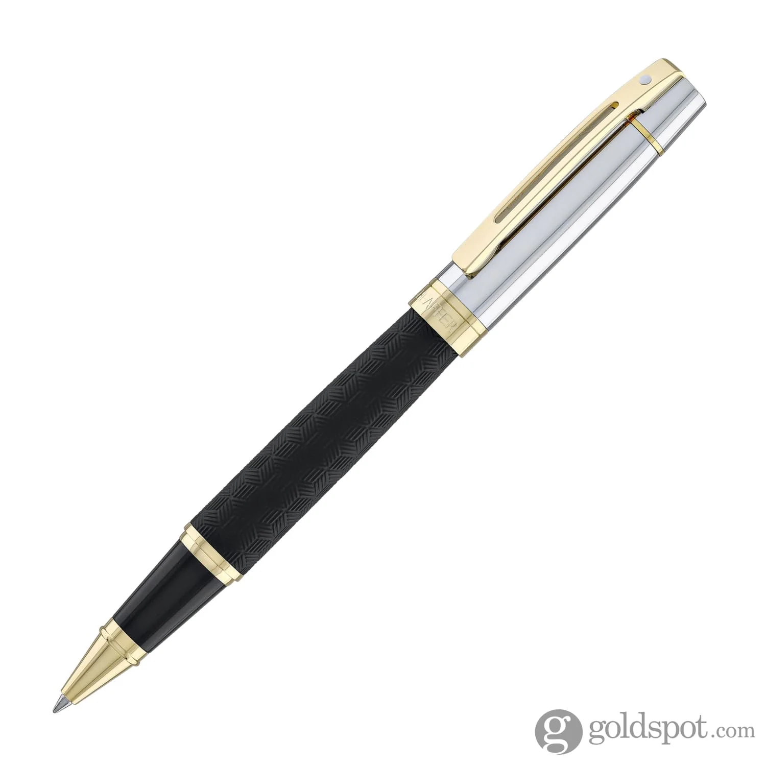 Sheaffer 300 Rollerball Pen in Matte Black Shiny Chrome Cap with PVD Gold Trim - Image 3