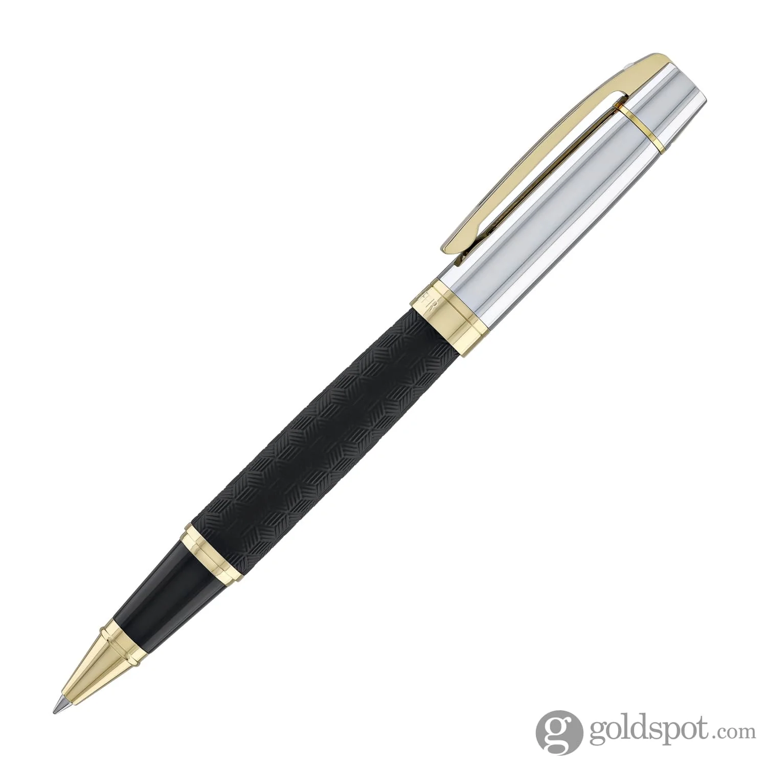 Sheaffer 300 Rollerball Pen in Matte Black Shiny Chrome Cap with PVD Gold Trim - Image 4