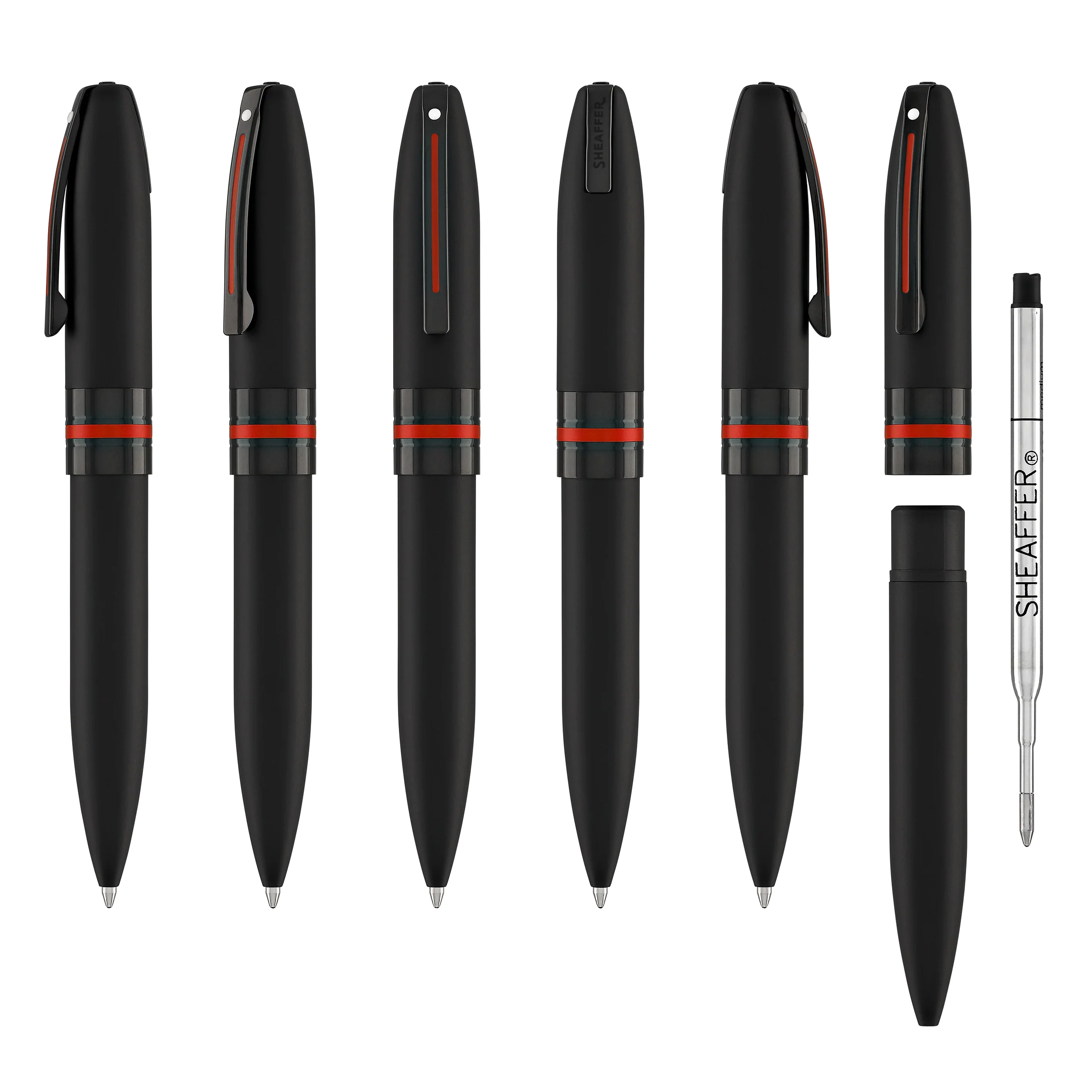 Sheaffer Icon Ballpoint Pen in Matte Black Lacquer with Red PVD Trim - Image 7
