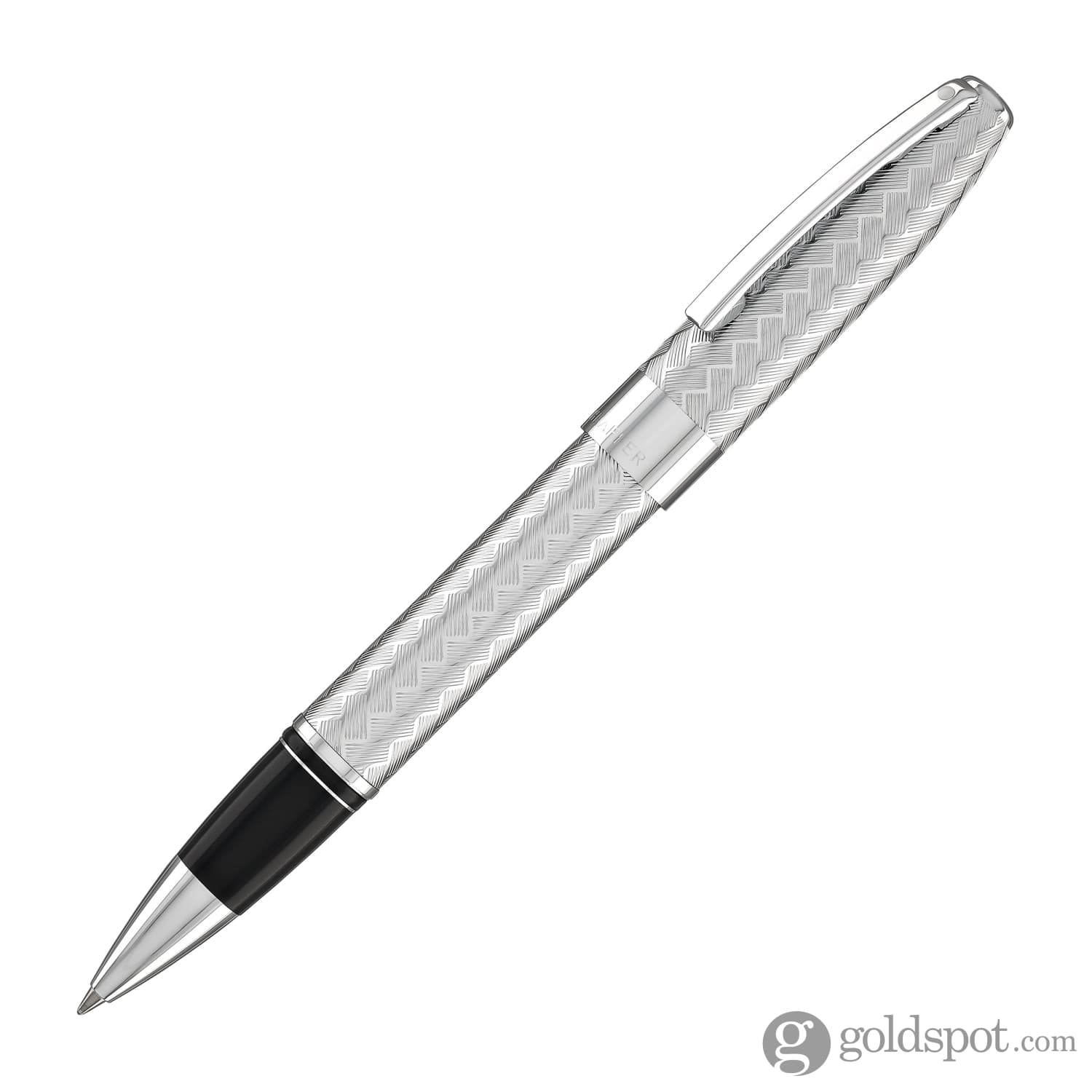 Sheaffer Legacy Rollerball Pen in Polished Chrome with Chevron Engraving Pattern - Image 2