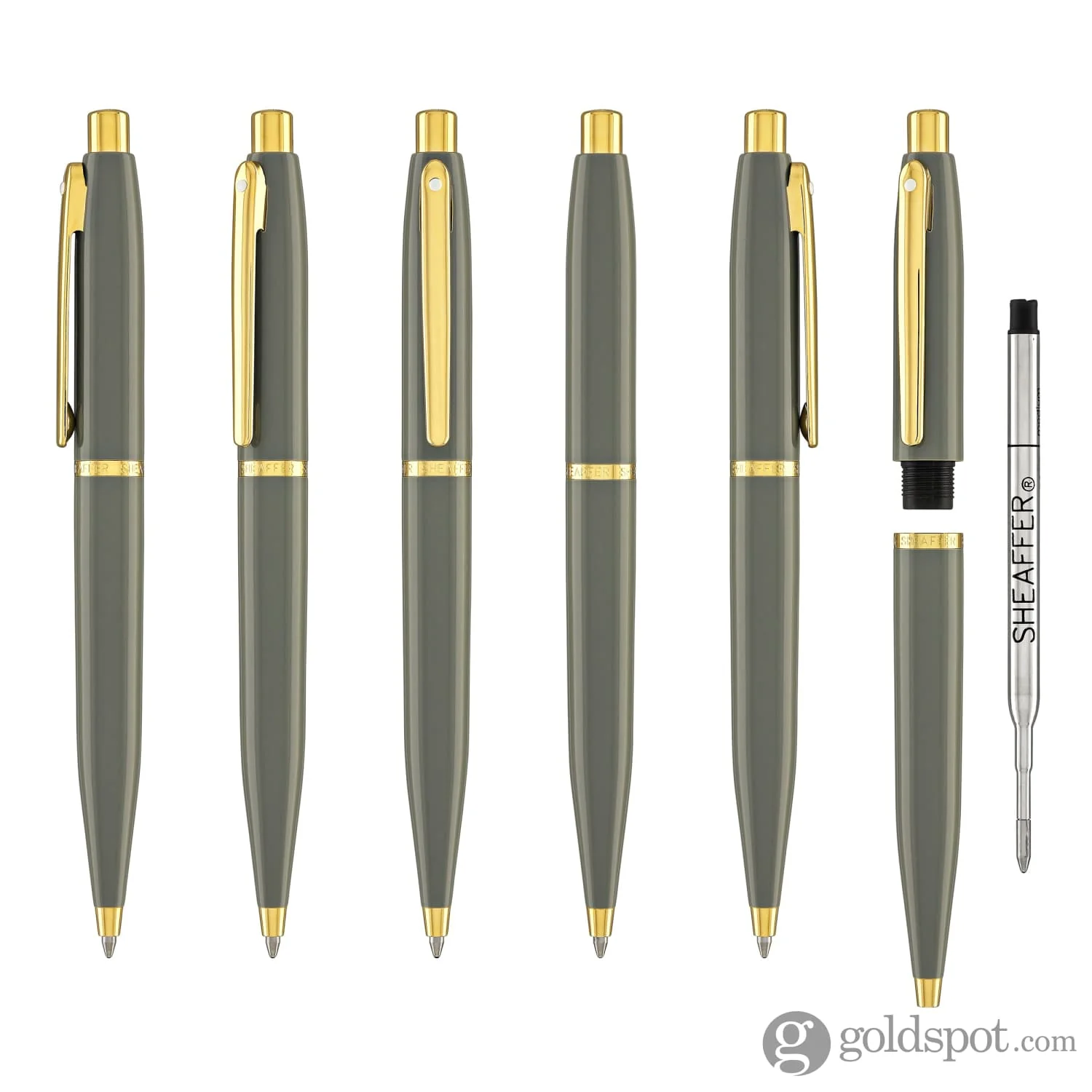 Sheaffer VFM Ballpoint Pen in Light Grey with Gold PVD Trim - Image 6