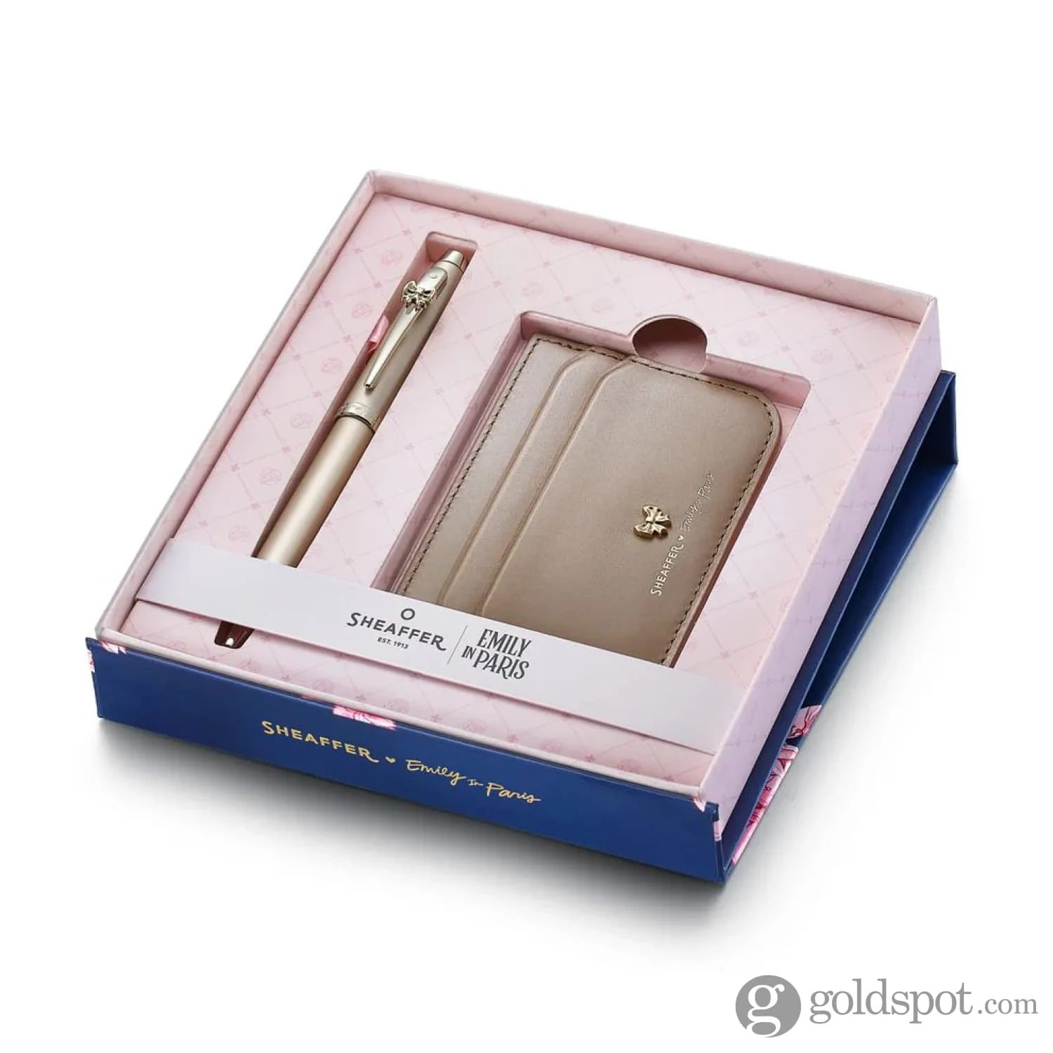 Sheaffer x Emily in Paris 100 Ballpoint Pen in Champagne Gold and Genuine Credit Card Holder Set - Image 2