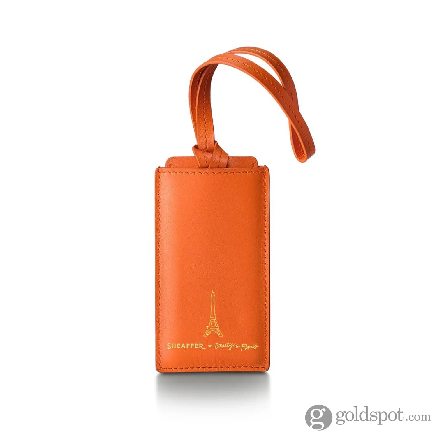 Sheaffer x Emily in Paris Genuine Leather Luggage Tag in Orange - Image 2