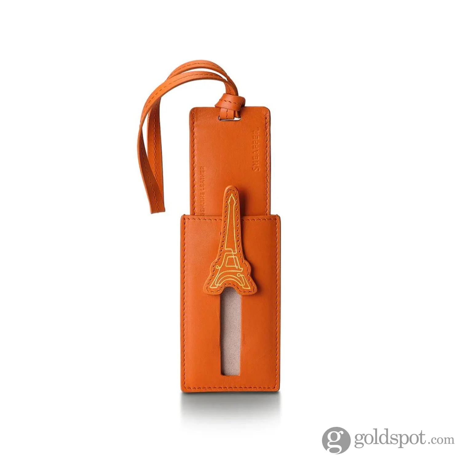 Sheaffer x Emily in Paris Genuine Leather Luggage Tag in Orange - Image 3