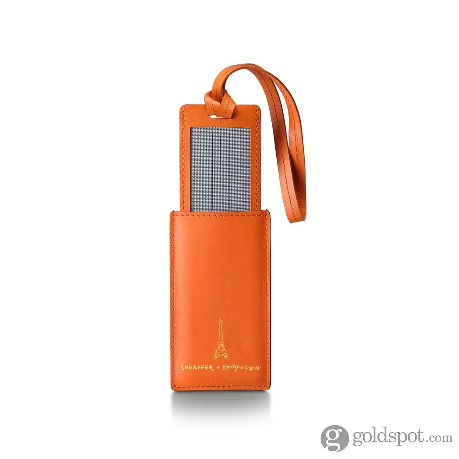 Sheaffer x Emily in Paris Genuine Leather Luggage Tag in Orange - Image 4