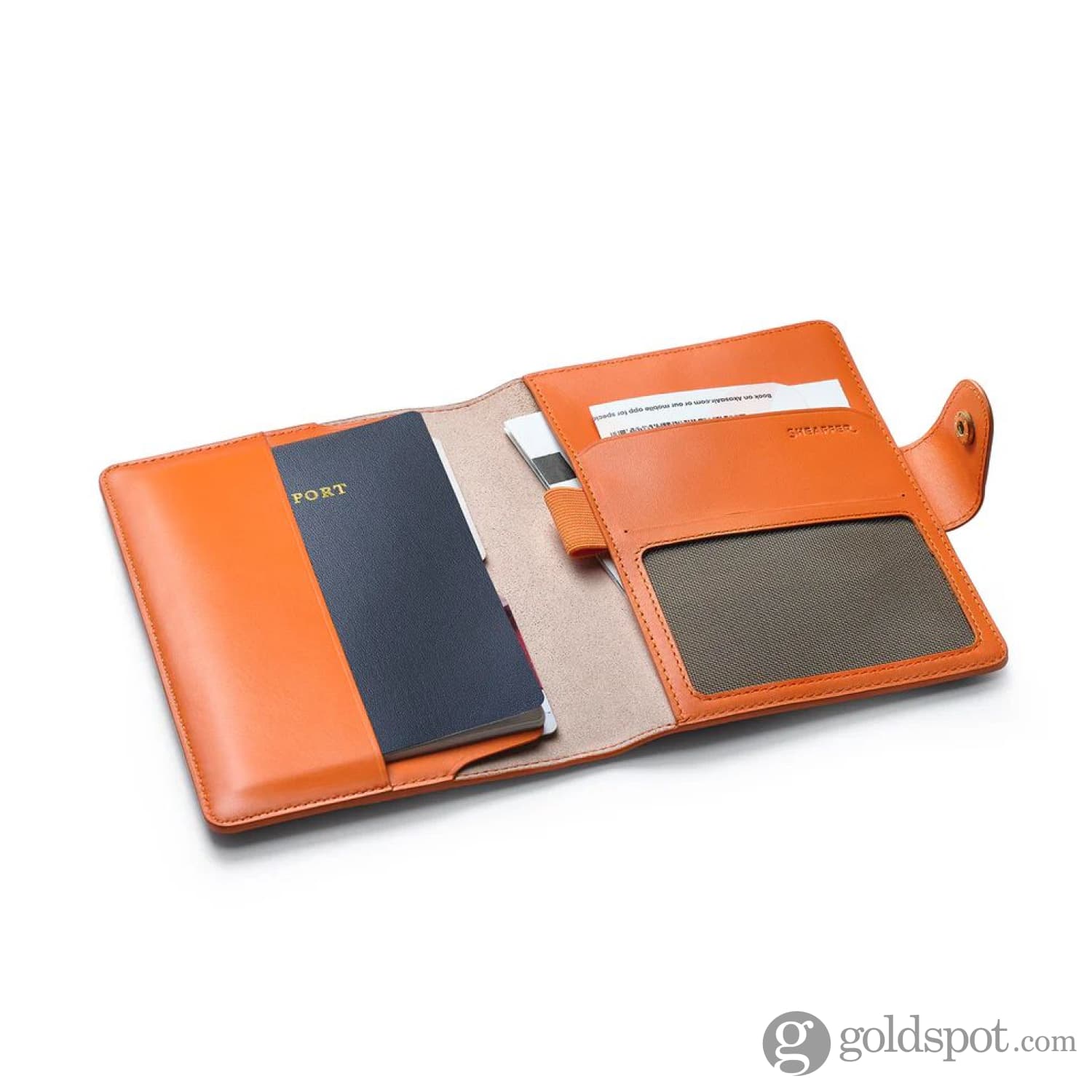 Sheaffer x Emily in Paris Genuine Leather Passport Case with Pen Loop in Orange - Image 3