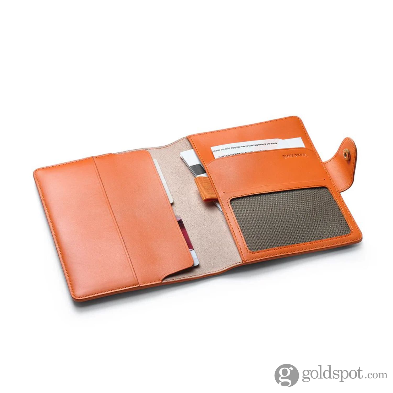 Sheaffer x Emily in Paris Genuine Leather Passport Case with Pen Loop in Orange - Image 4