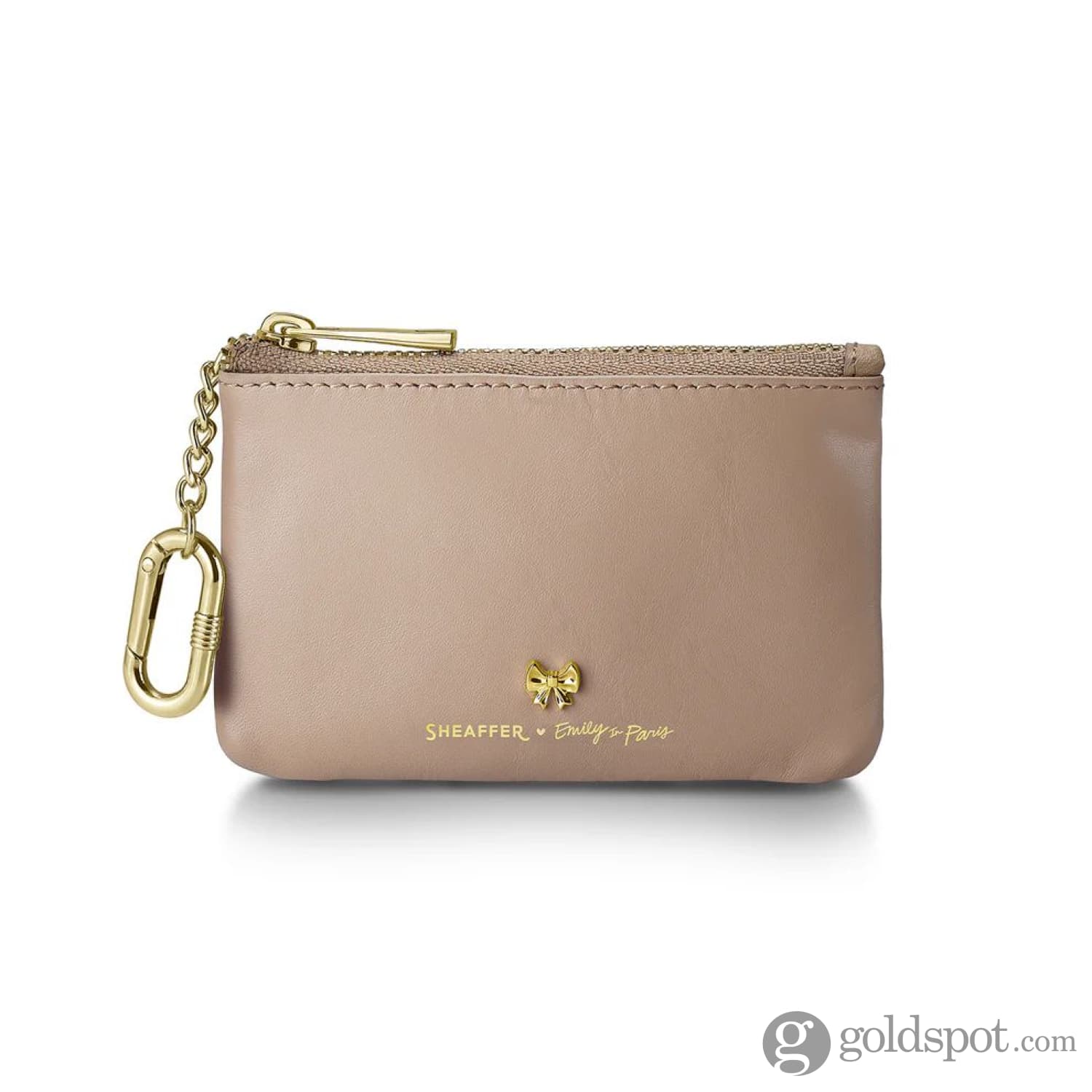 Sheaffer x Emily in Paris Genuine Leather Zipped Key Fob Pouch in Taupe - Image 2