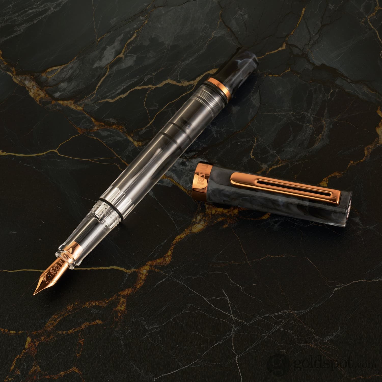 TWSBI Eco Fountain Pen in Black Marble with Bronze - Image 2