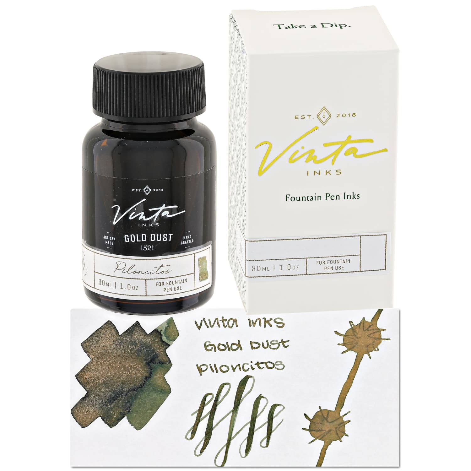 Vinta Inks 2.0 Shimmer Bottled Ink in Gold Dust [Piloncitos 1521] - 30mL