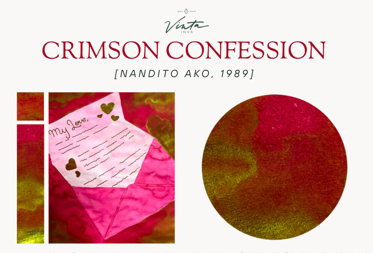 Vinta Inks Bottled Ink in Crimson Confession [Nandito Ako 1989] - 30mL - Image 2