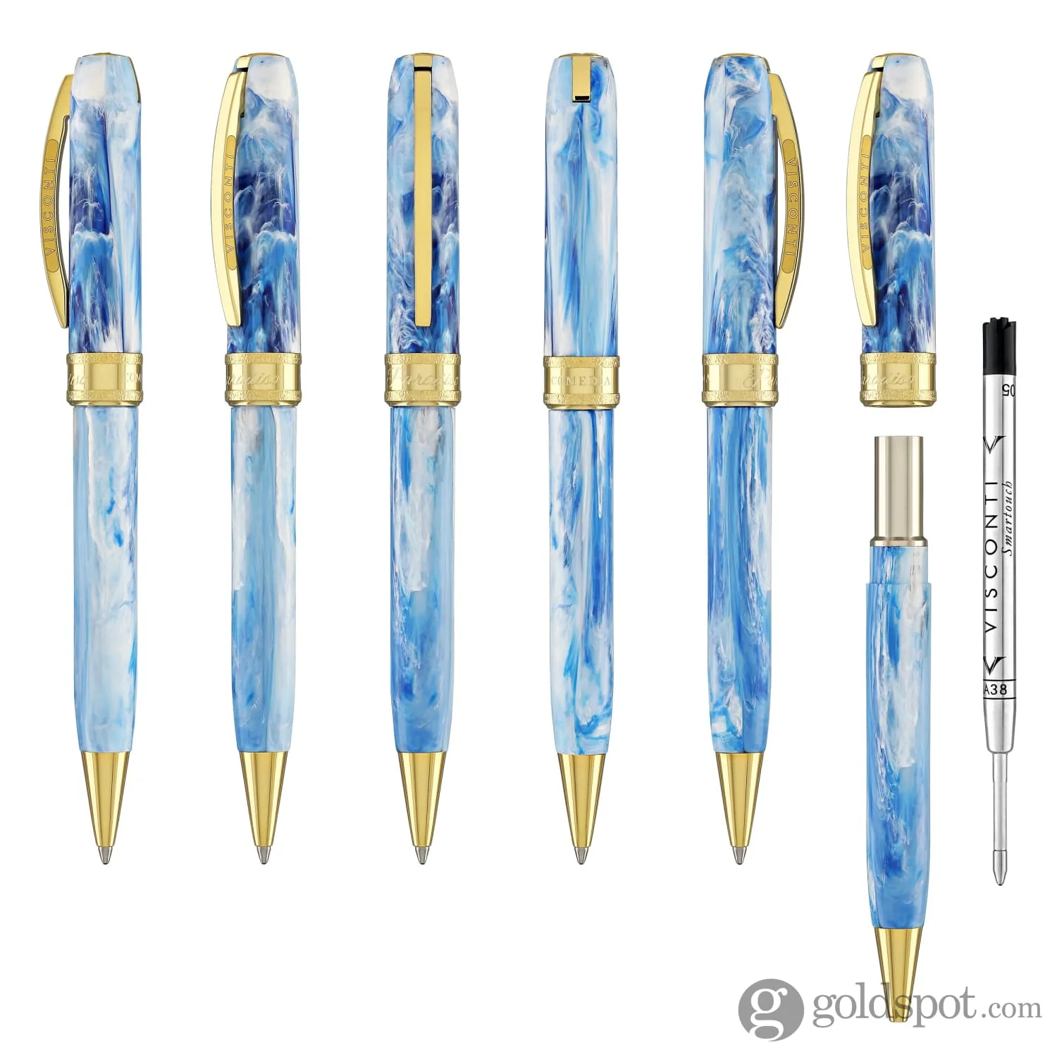 Visconti Comedia Ballpoint Pen in Paradiso with Yellow Gold Trim - Image 6