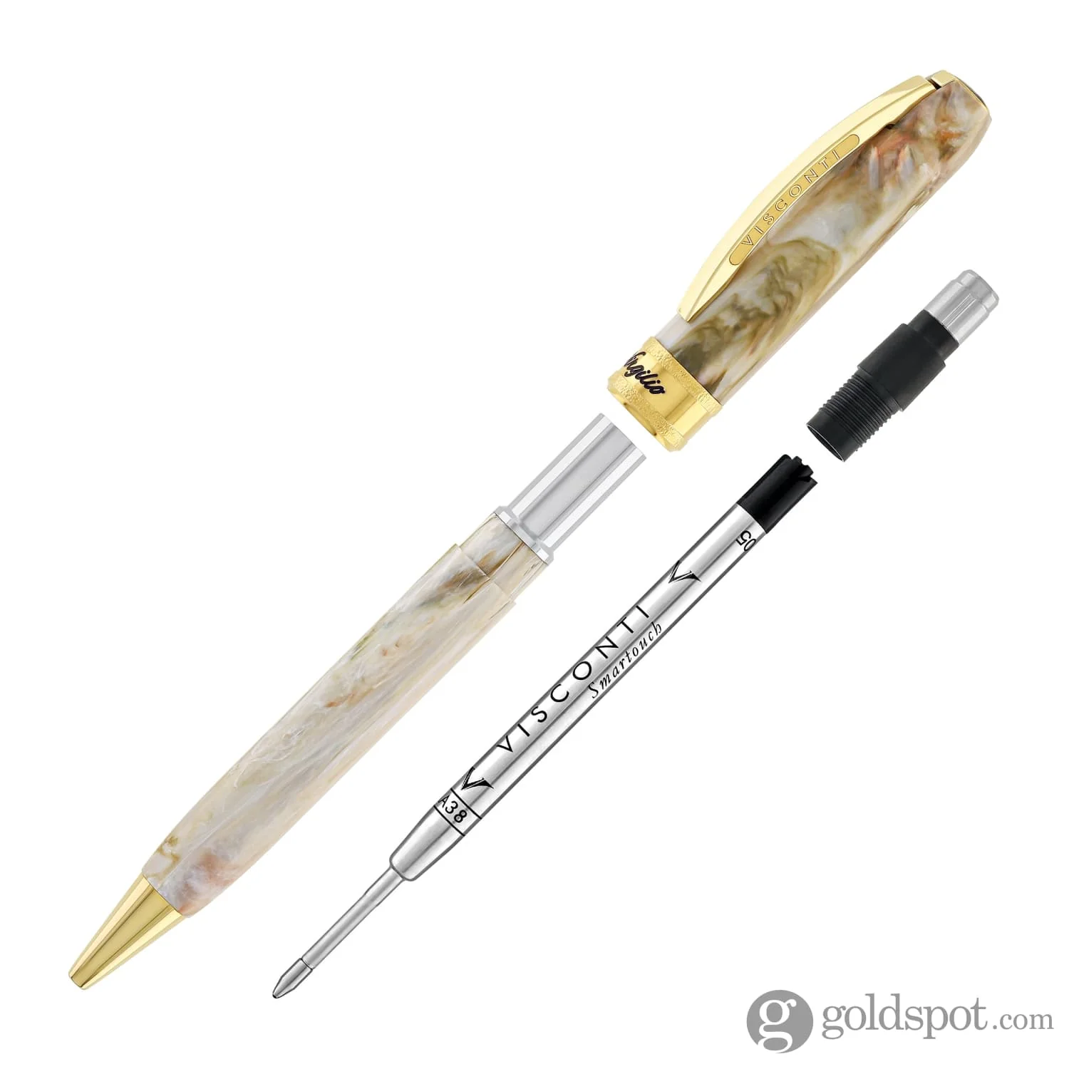Visconti Comedia Ballpoint Pen in Virgilio with Yellow Gold Trim - Image 7