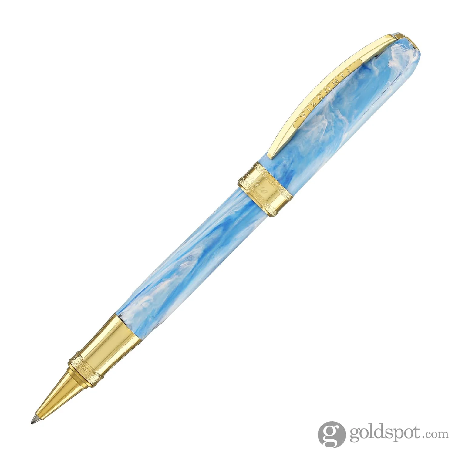 Visconti Comedia Rollerball Pen in Paradiso with Yellow Gold Trim - Image 2