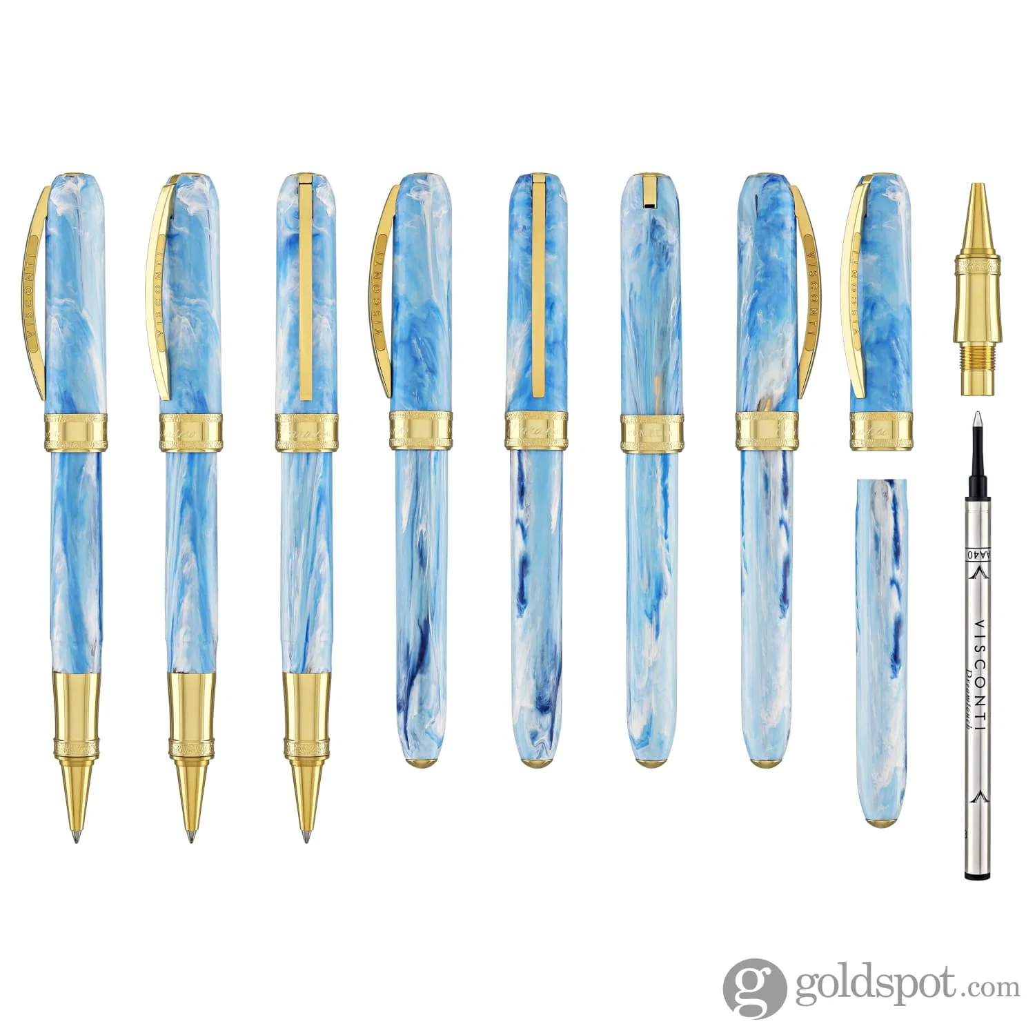 Visconti Comedia Rollerball Pen in Paradiso with Yellow Gold Trim - Image 8