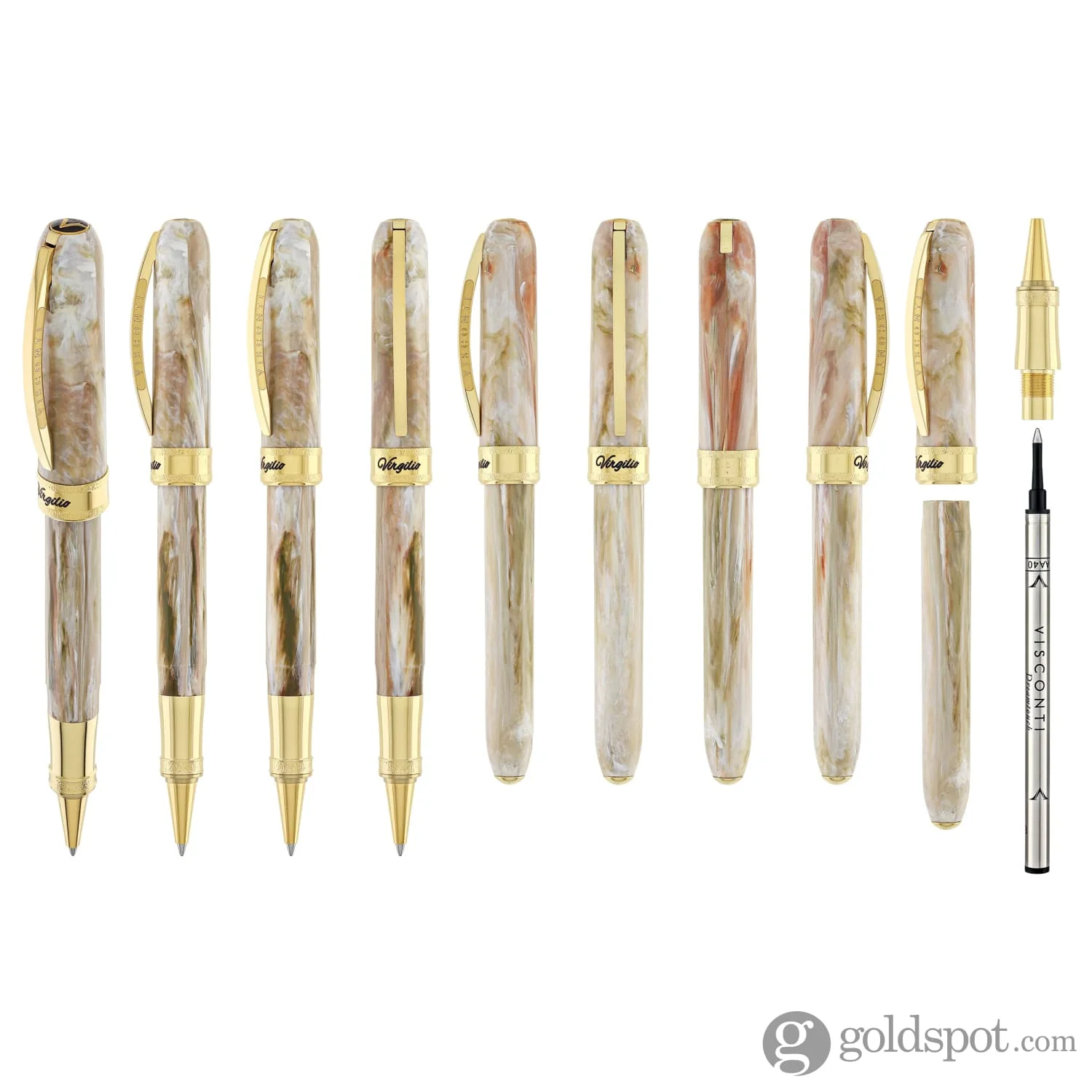 Visconti Comedia Rollerball Pen in Virgilio with Yellow Gold Trim - Image 10