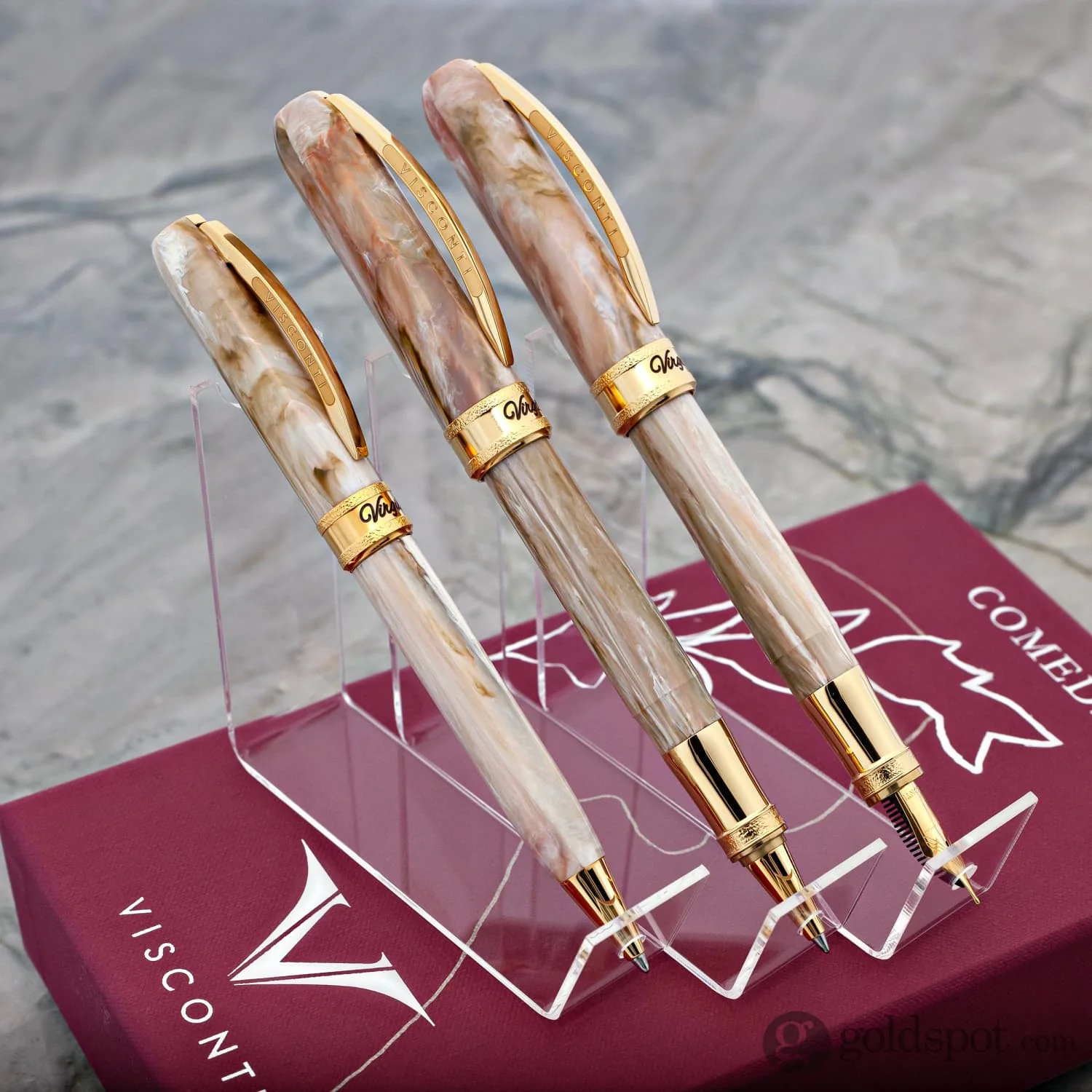 Visconti Comedia Rollerball Pen in Virgilio with Yellow Gold Trim - Image 2