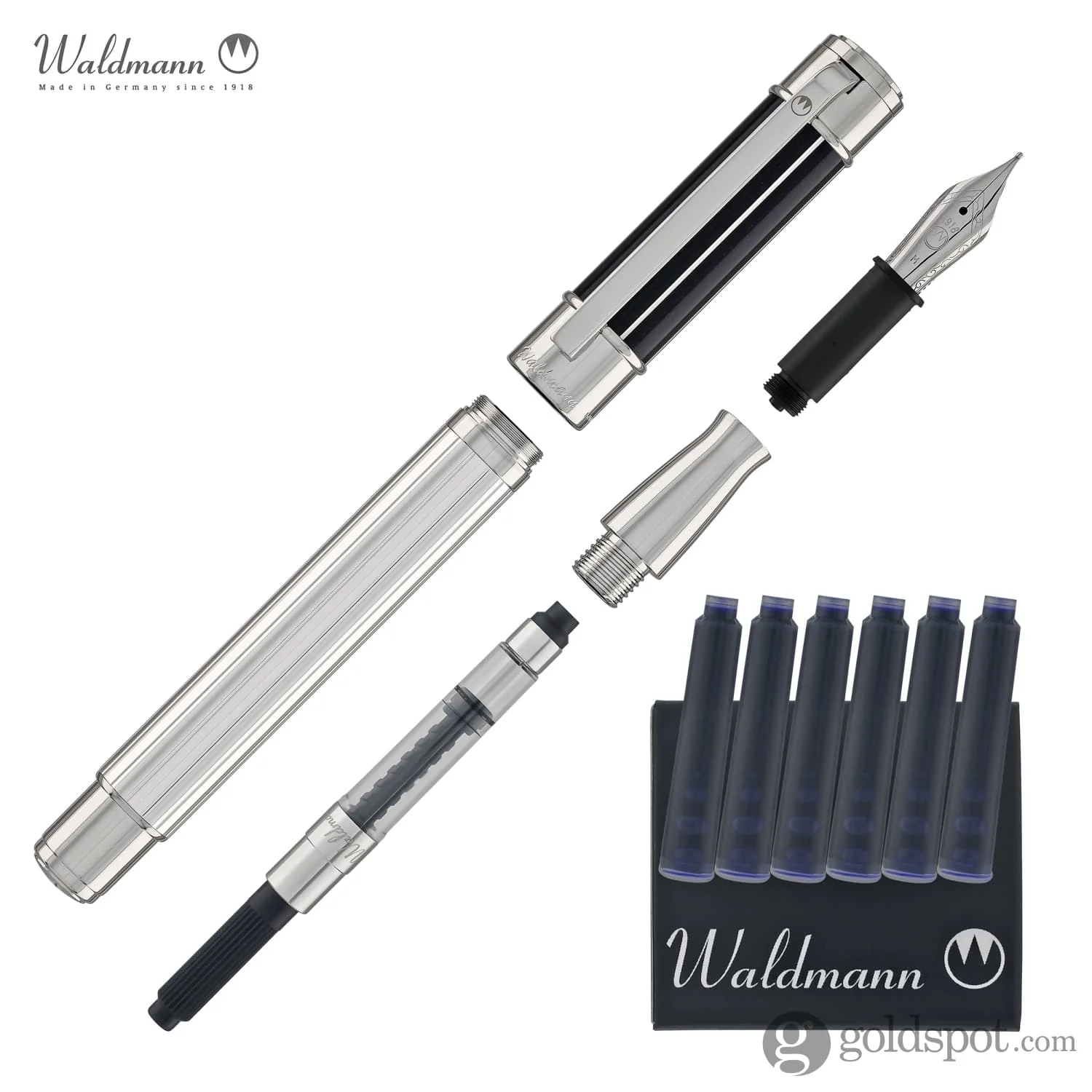 Waldmann Commander 23 Fountain Pen in Sterling Silver and Blue Lacquer, Steel Nib - Image 7