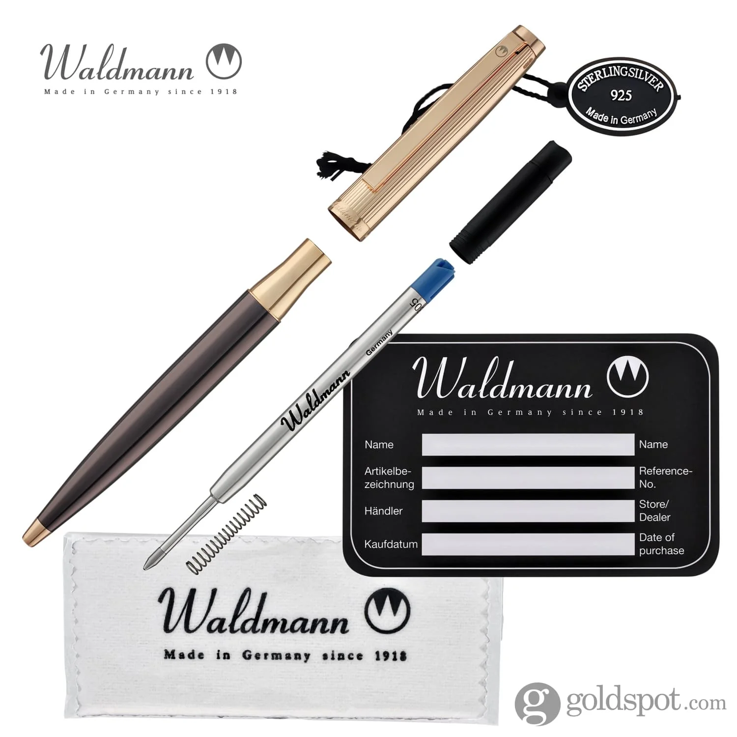 Waldmann Tuscany Ballpoint Pen in Chocolate with Rose Gold - Image 7