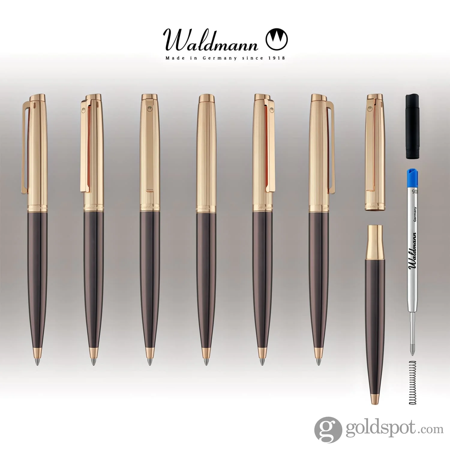 Waldmann Tuscany Ballpoint Pen in Chocolate with Rose Gold - Image 8