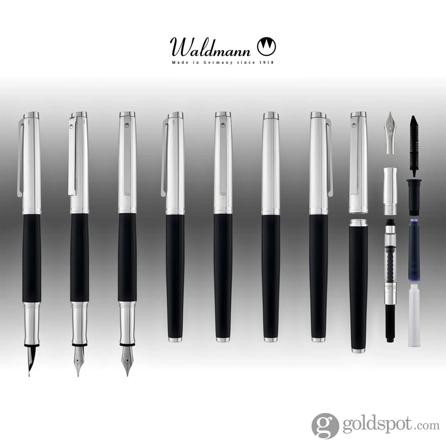 Waldmann Tuscany Fountain Pen in Black Lacquer with Sterling Silver Steel Nib - Image 8