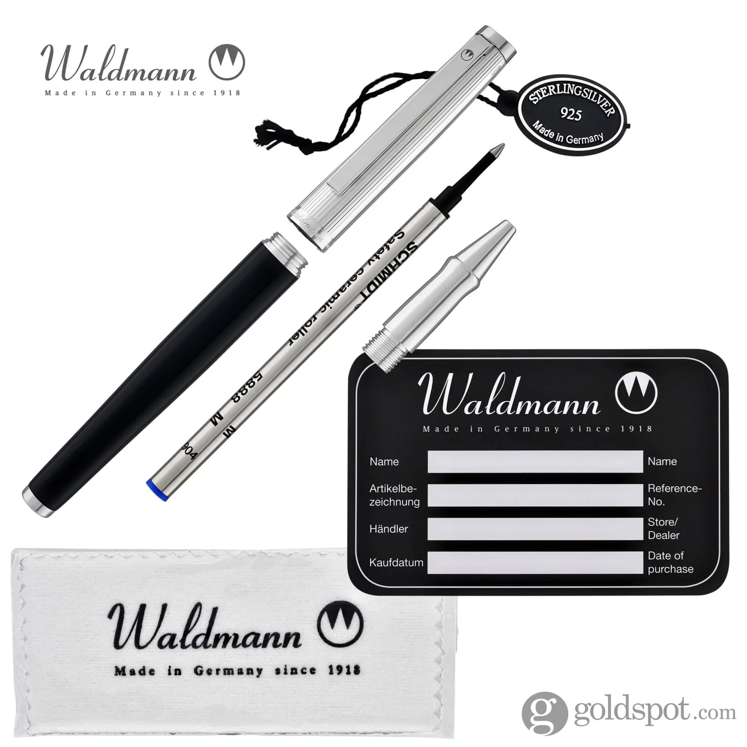 Waldmann Tuscany Rollerball Pen in Black Lacquer with Sterling Silver - Image 7