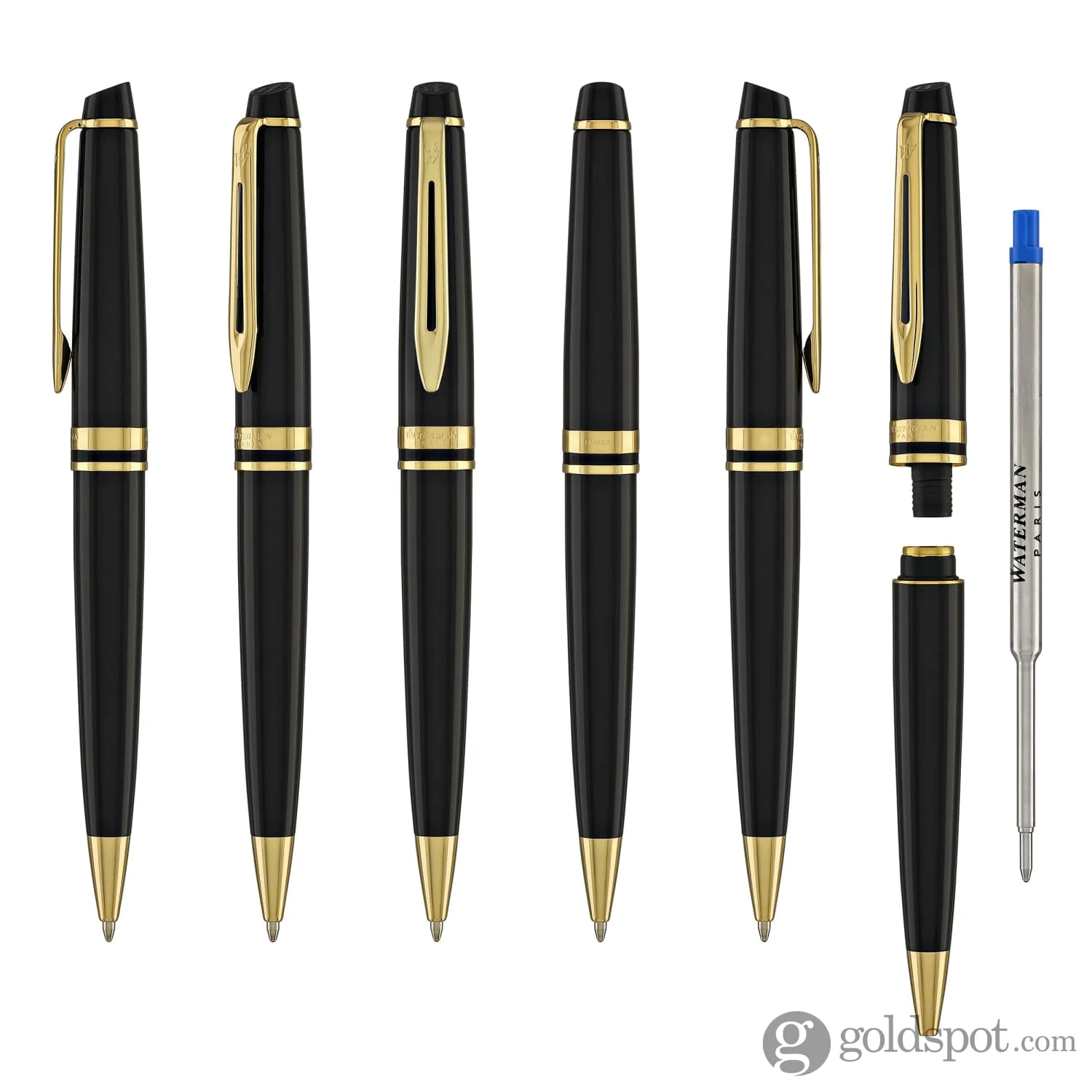 Waterman Expert Ballpoint Pen in Black with Gold Trim - Image 6