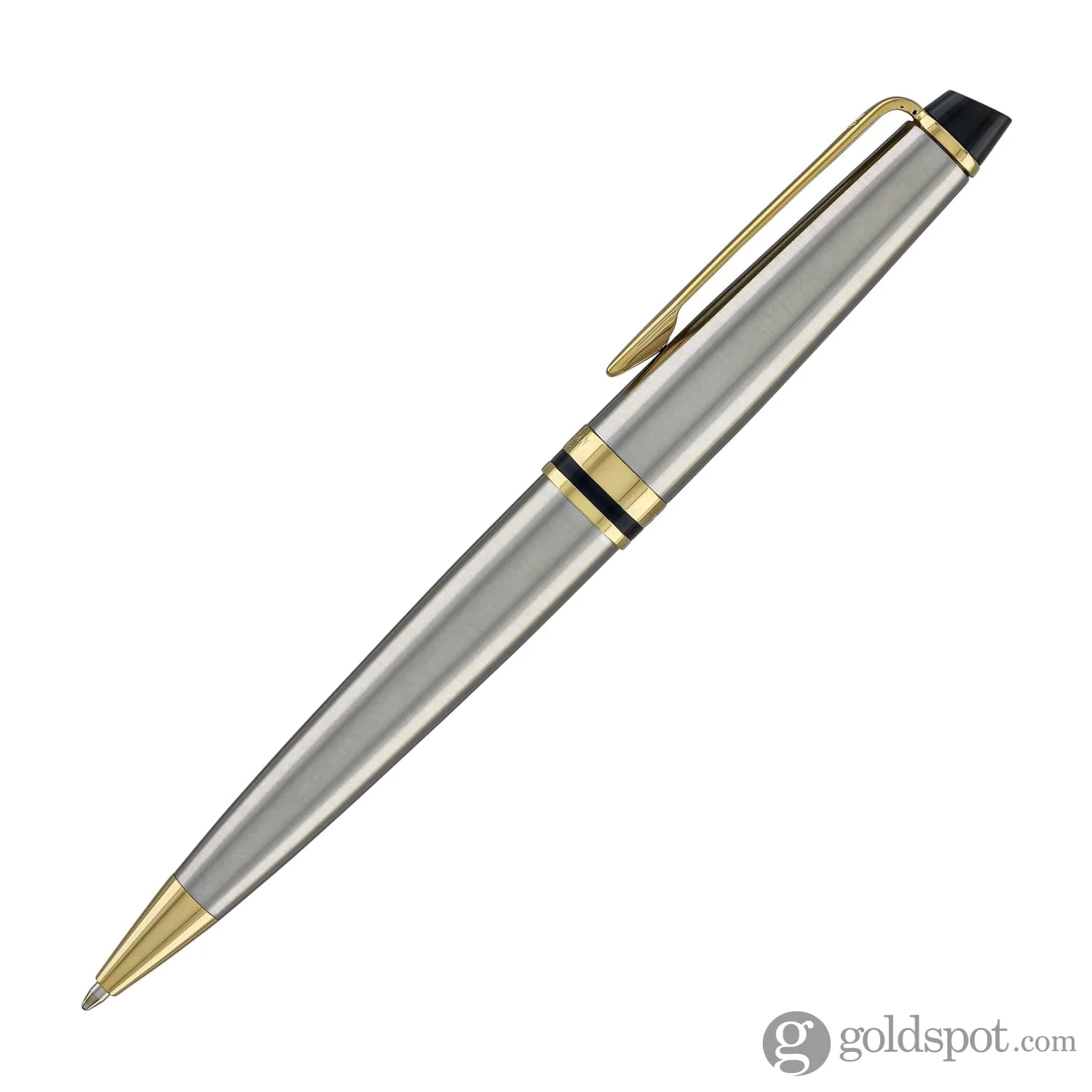 Waterman Expert Ballpoint Pen in Stainless Steel with Gold Trim - Image 3