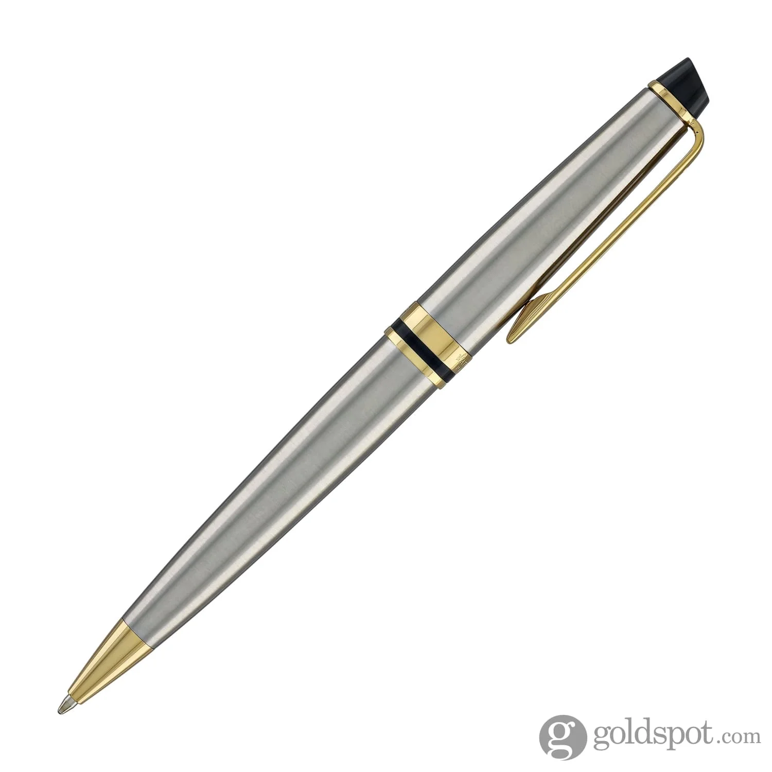 Waterman Expert Ballpoint Pen in Stainless Steel with Gold Trim - Image 4