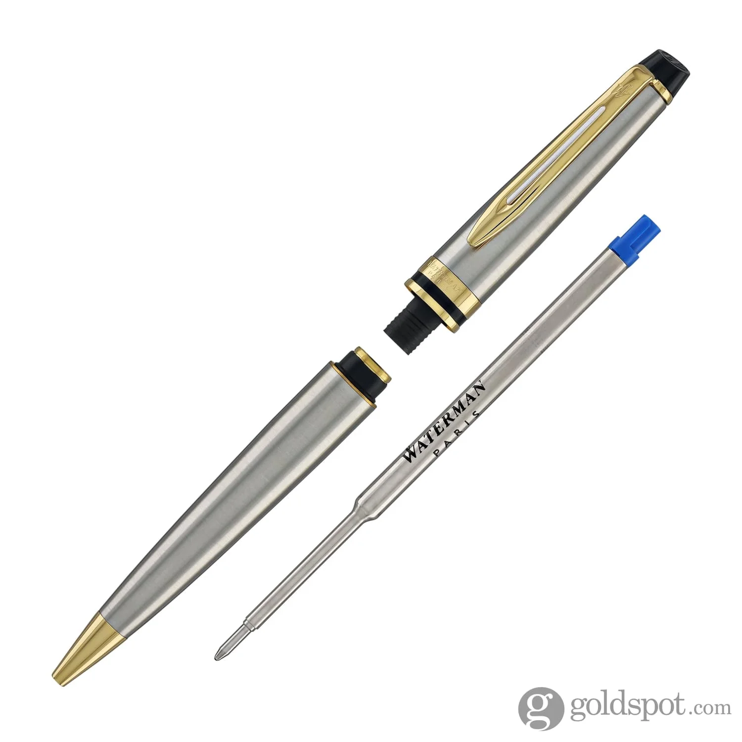 Waterman Expert Ballpoint Pen in Stainless Steel with Gold Trim - Image 5