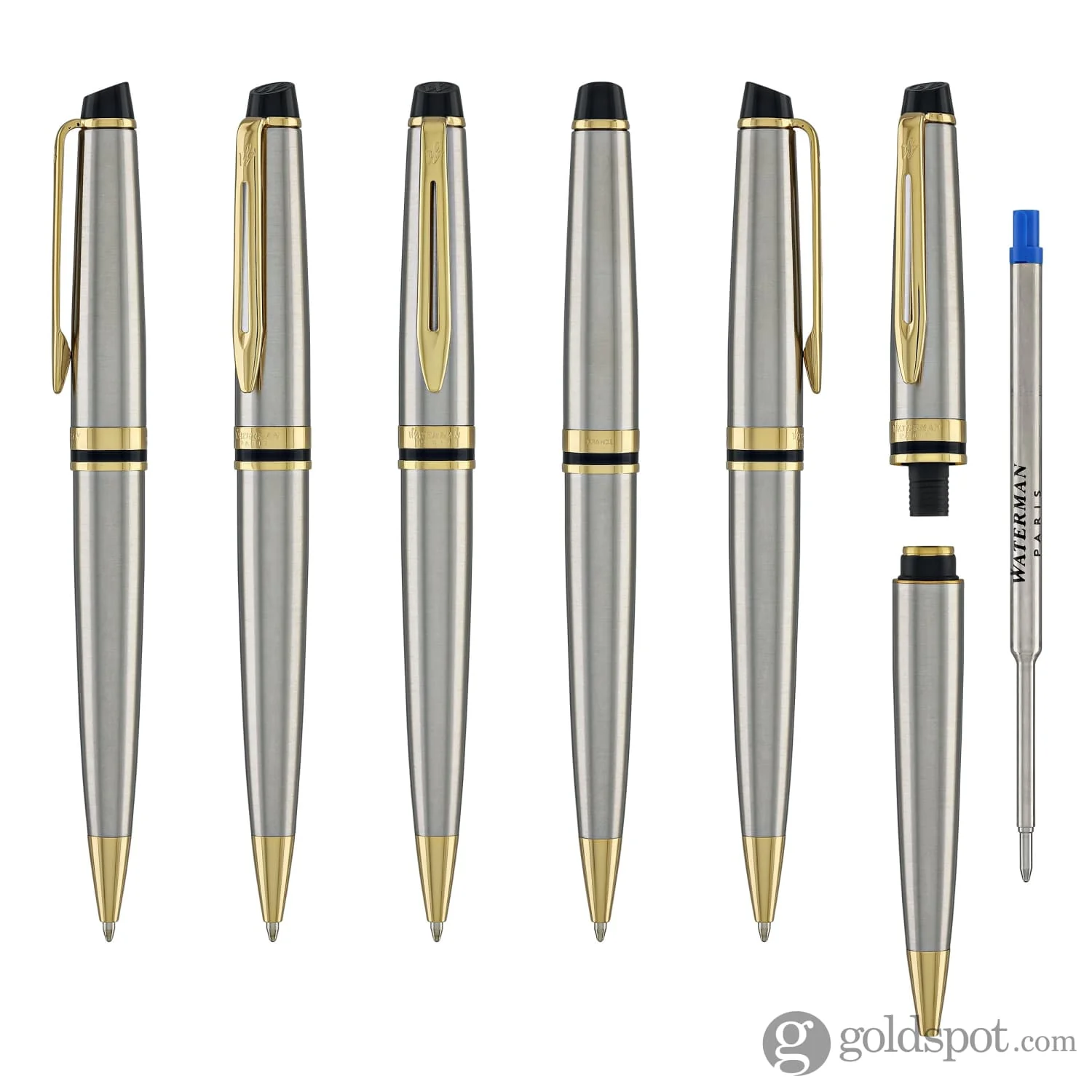 Waterman Expert Ballpoint Pen in Stainless Steel with Gold Trim - Image 6