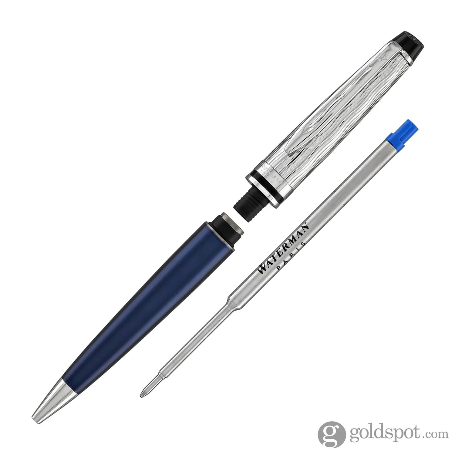 Waterman Expert Deluxe Ballpoint Pen in Metallic Blue with Chrome Trim - Image 5
