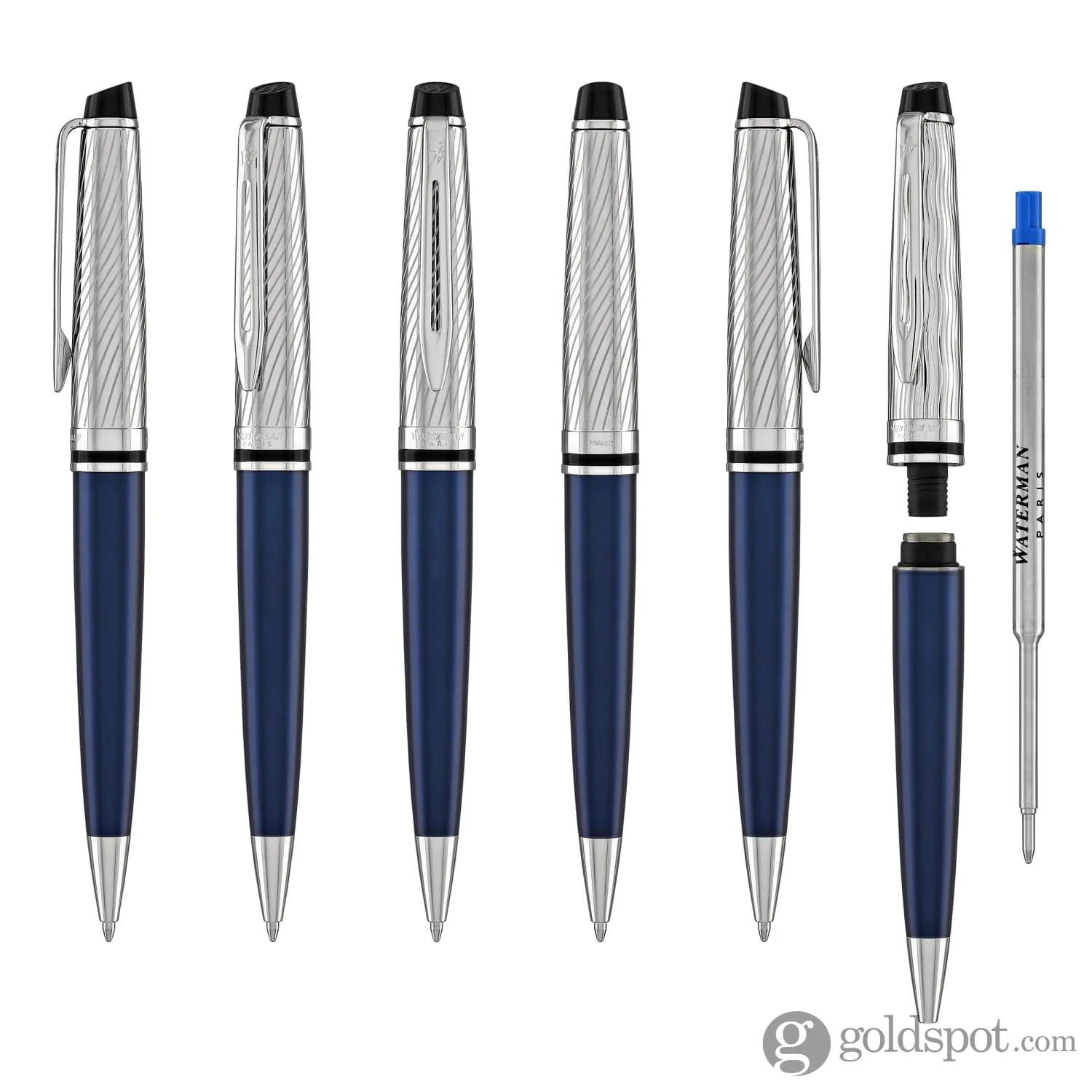 Waterman Expert Deluxe Ballpoint Pen in Metallic Blue with Chrome Trim - Image 6