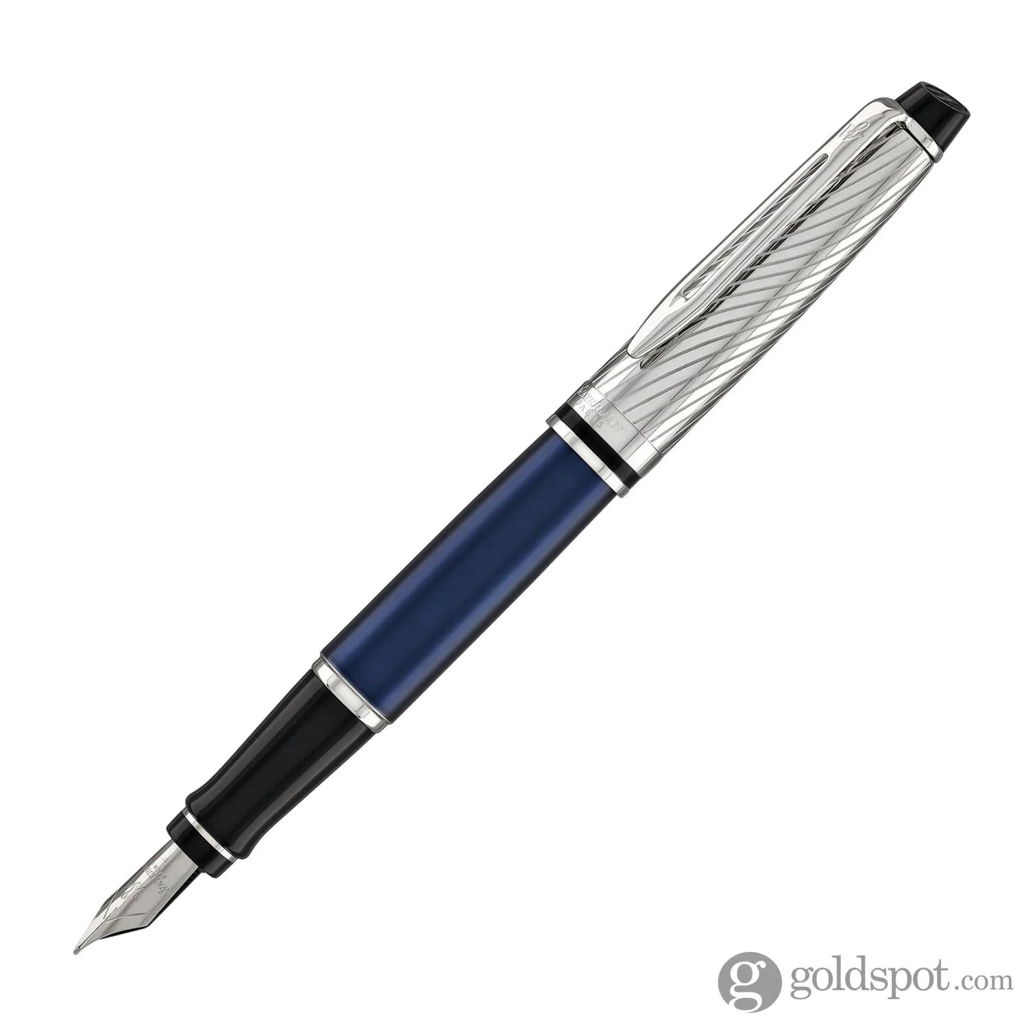 Waterman Expert Deluxe Fountain Pen in Metallic Blue with Chrome Trim - Image 2