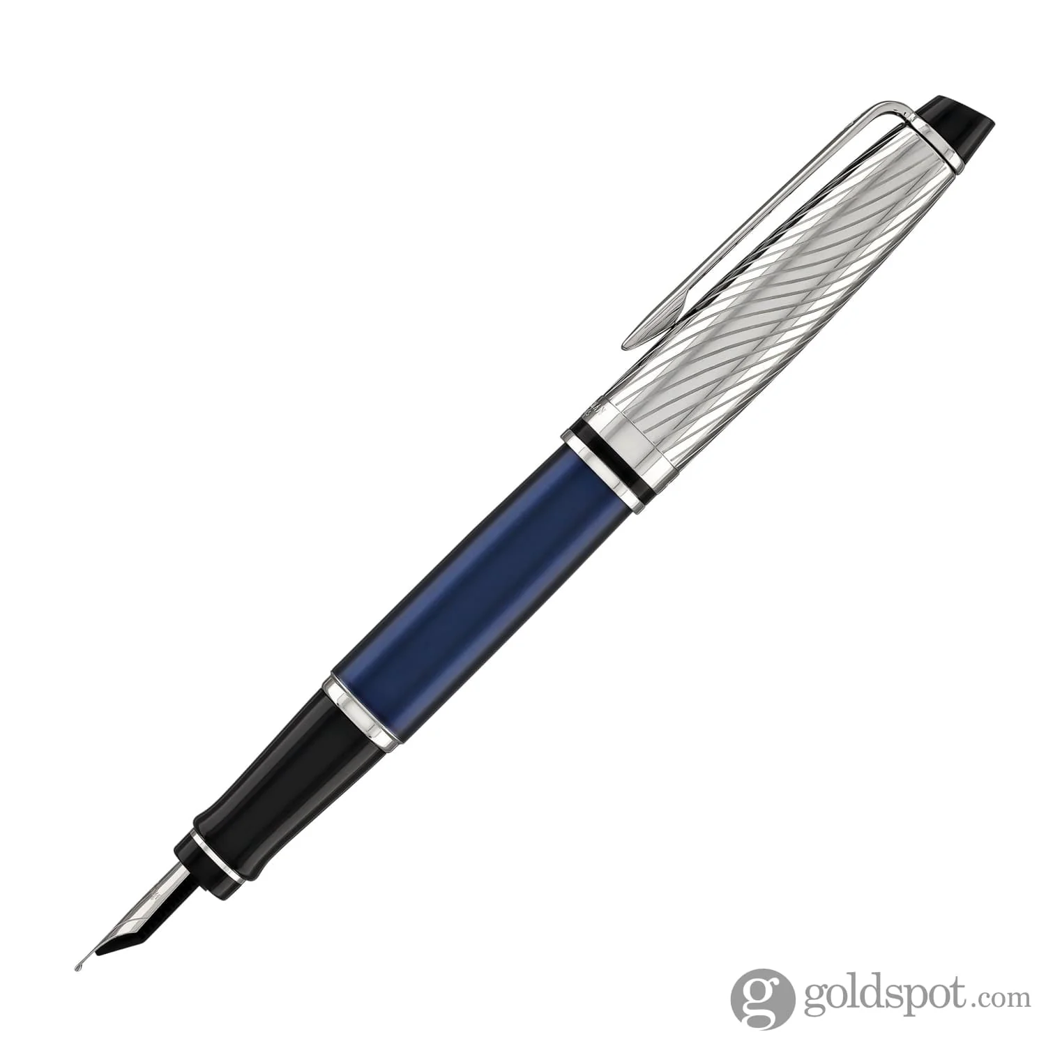 Waterman Expert Deluxe Fountain Pen in Metallic Blue with Chrome Trim - Image 3