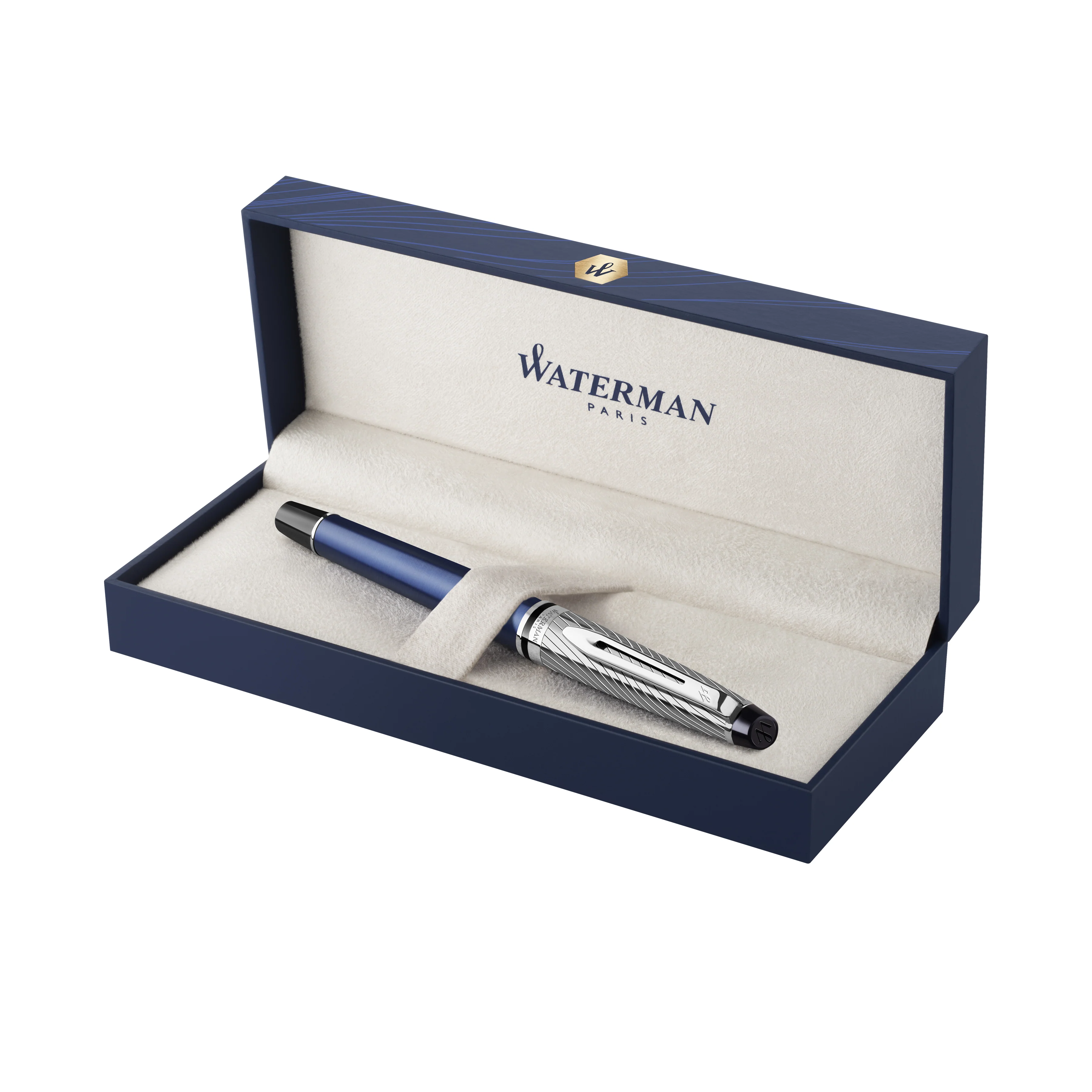 Waterman Expert Deluxe Fountain Pen in Metallic Blue with Chrome Trim - Image 9