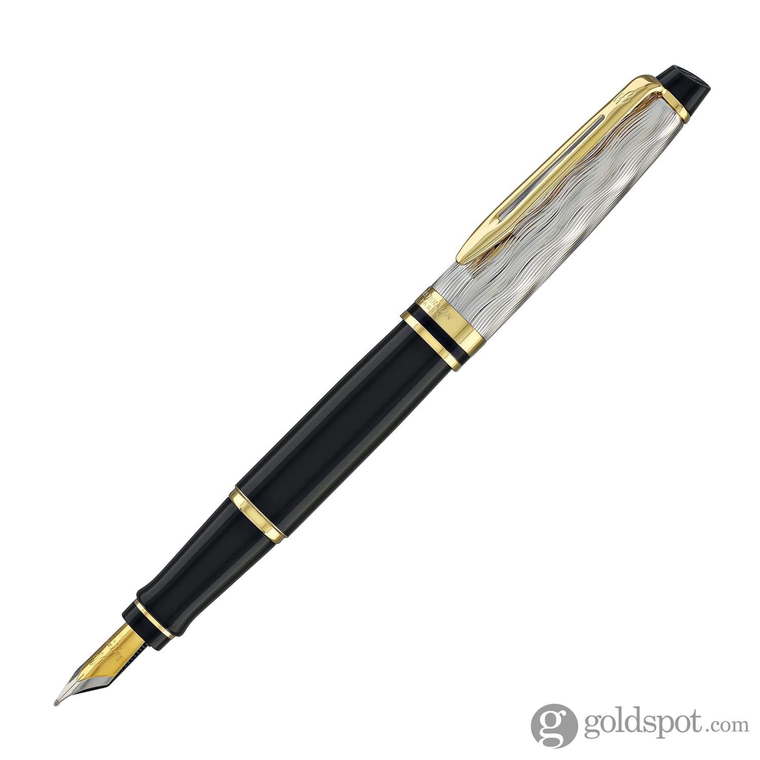 Waterman Expert Deluxe Fountain Pen Reflections of Paris in Black with Gold Trim - Medium Point - Image 2