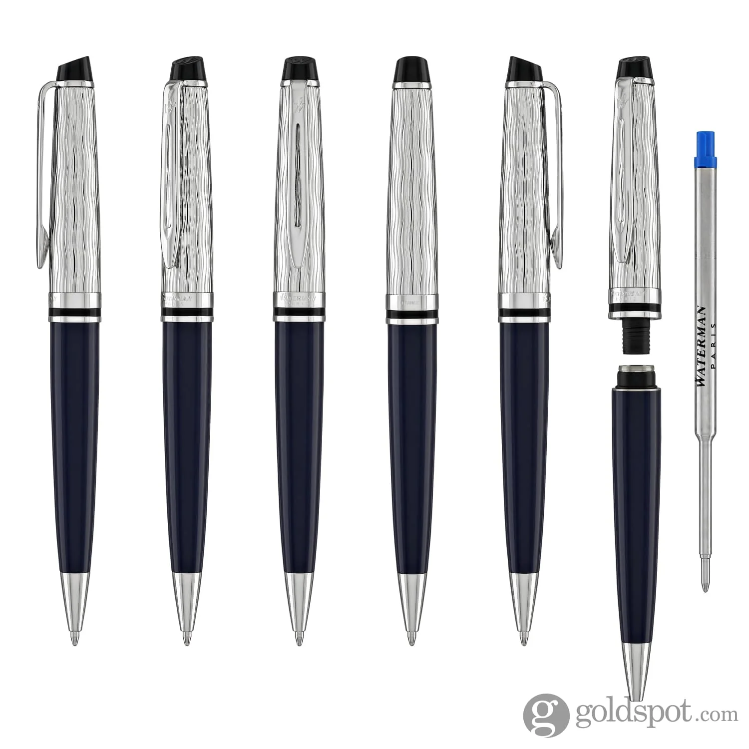 Waterman Expert L’Essence du Bleu Ballpoint Pen in Metal & Blue Lacquer - Image 6