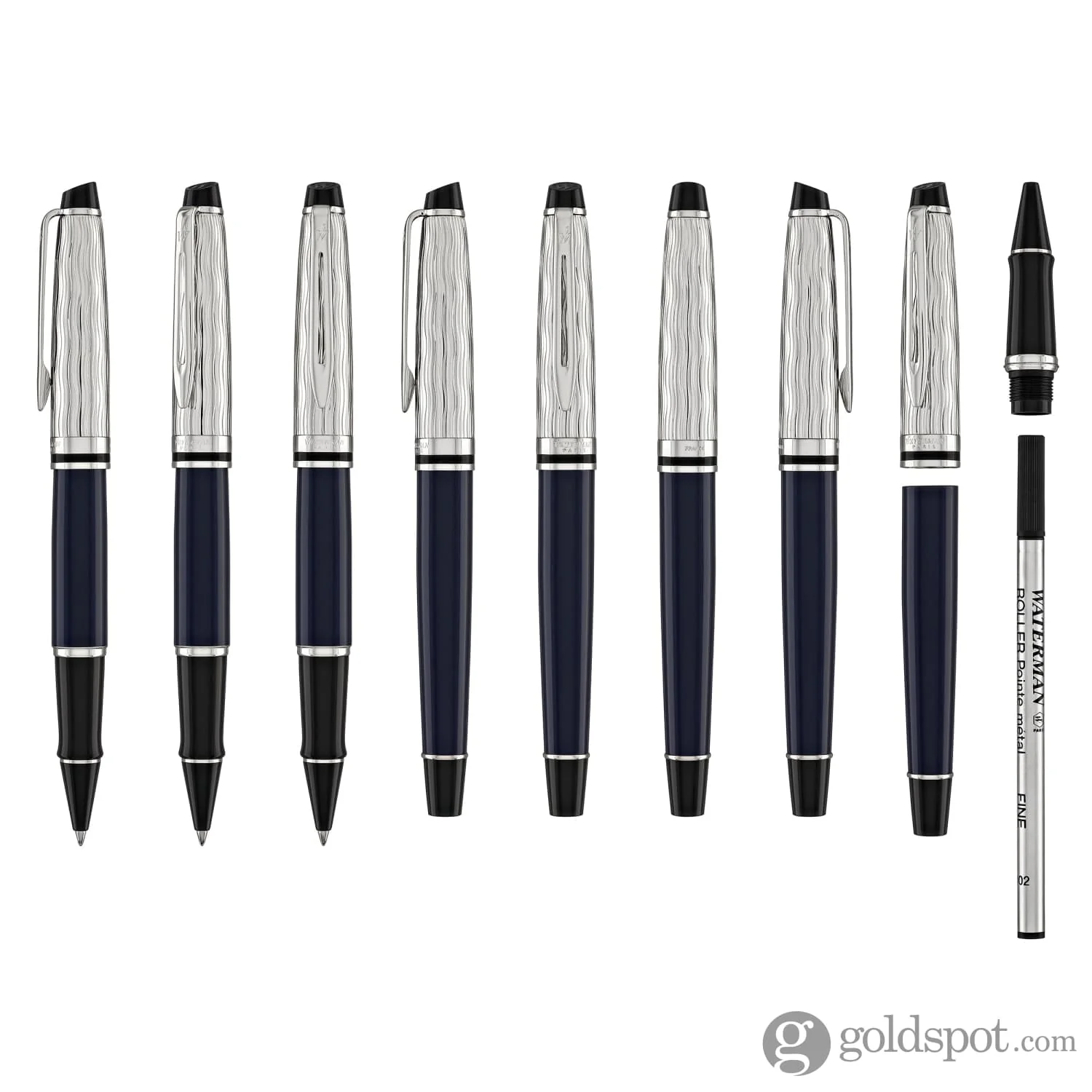 Waterman Expert L’Essence du Bleu Rollerball Pen in Metal & Blue Lacquer - Image 8