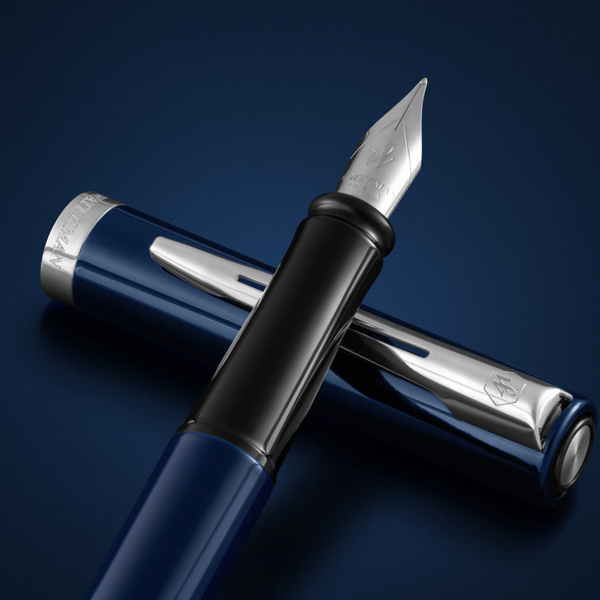Waterman Impression Fountain Pen in Blue with Palladium Coated - Fine Point - Image 10