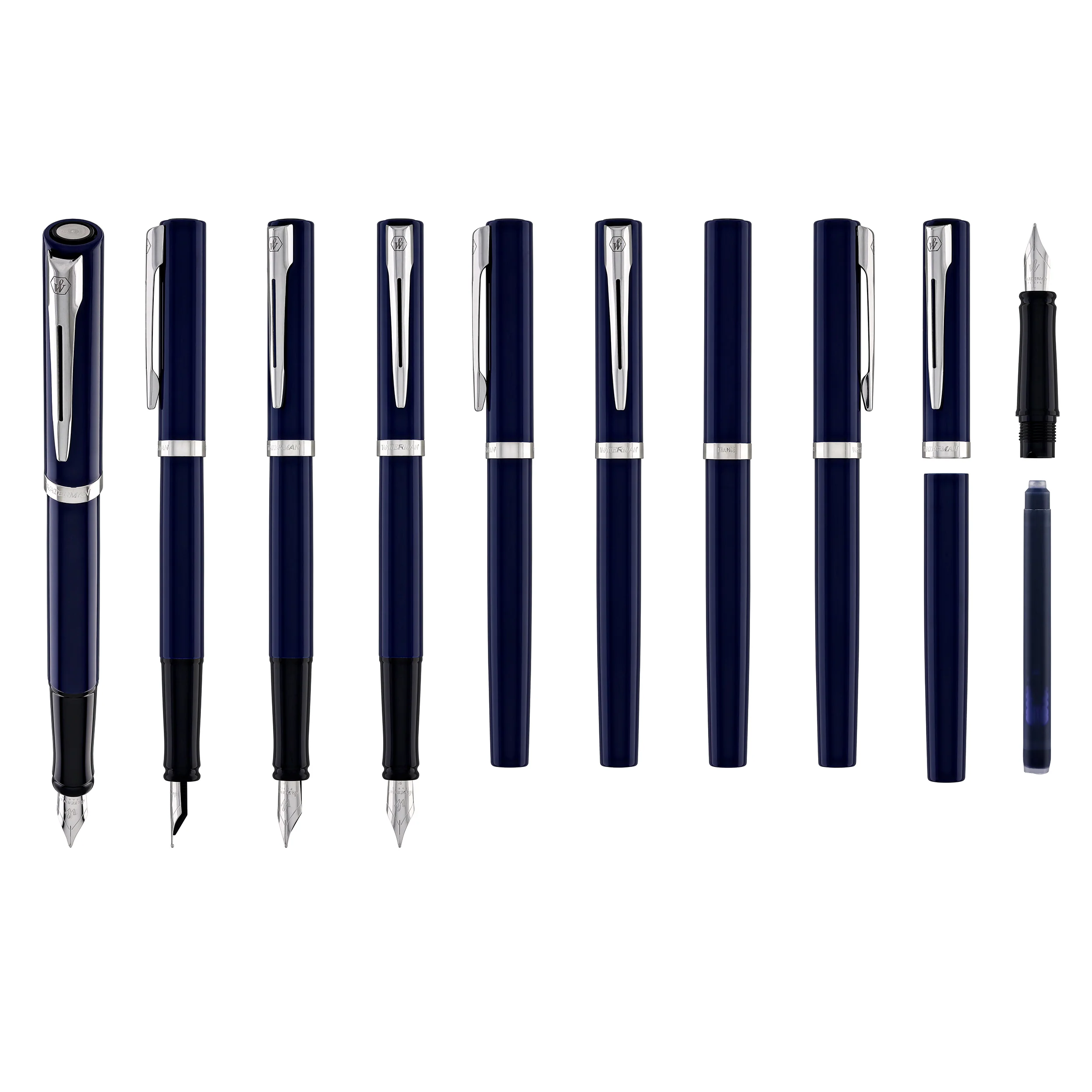 Waterman Impression Fountain Pen in Blue with Palladium Coated - Fine Point - Image 8