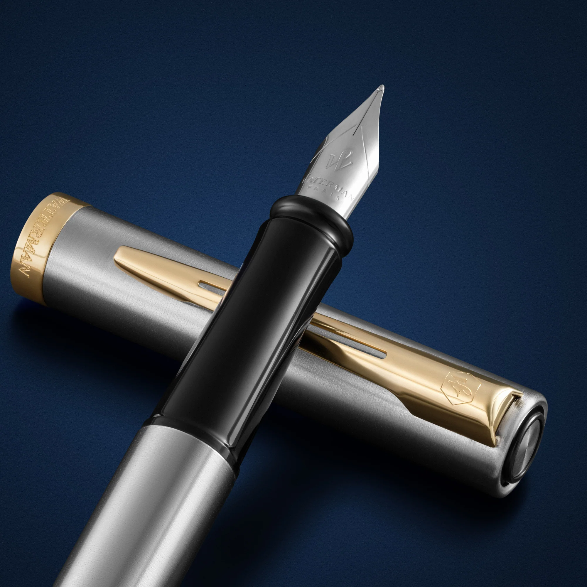 Waterman Impression Fountain Pen in Stainless Steel with Gold Coated - Fine Point - Image 11
