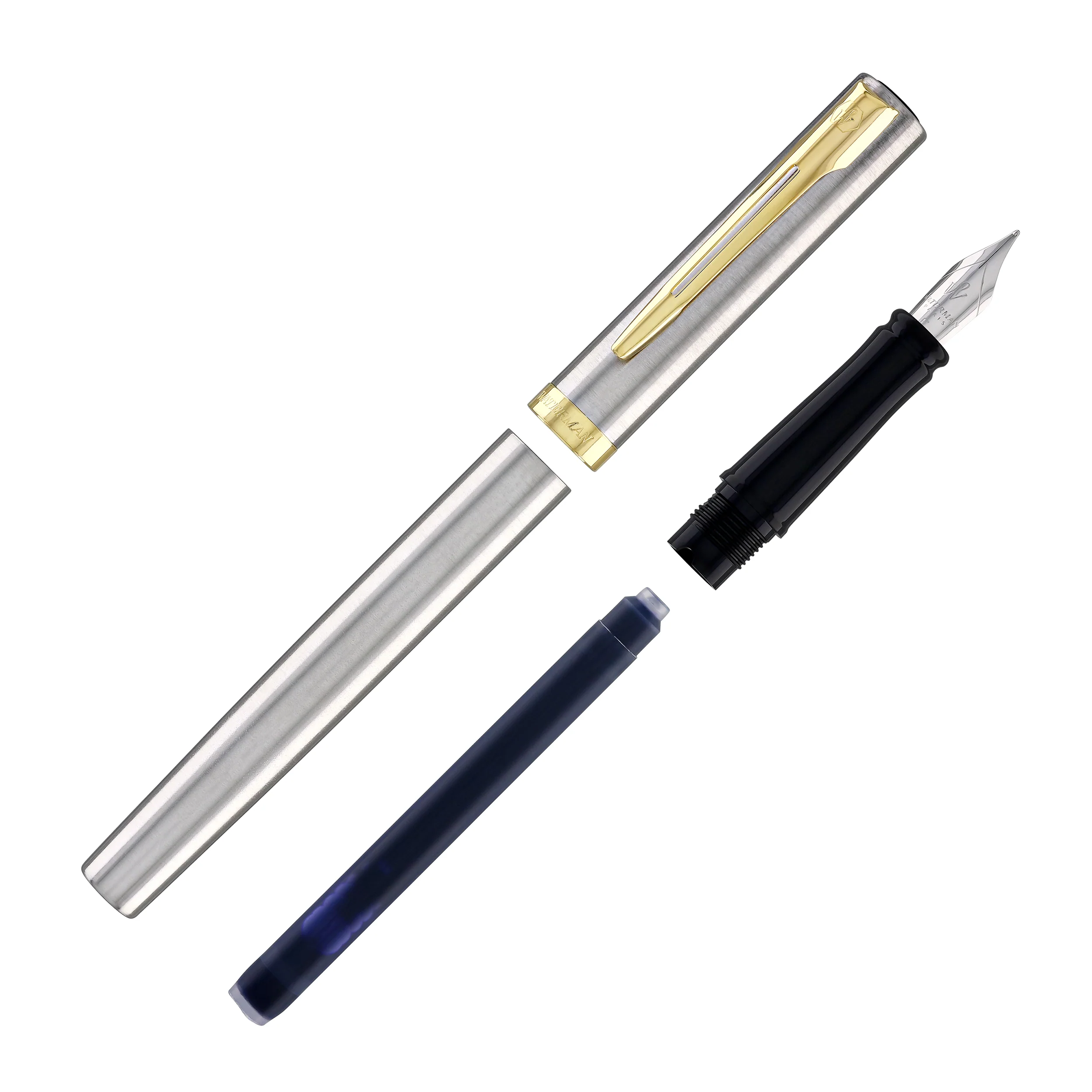 Waterman Impression Fountain Pen in Stainless Steel with Gold Coated - Fine Point - Image 8