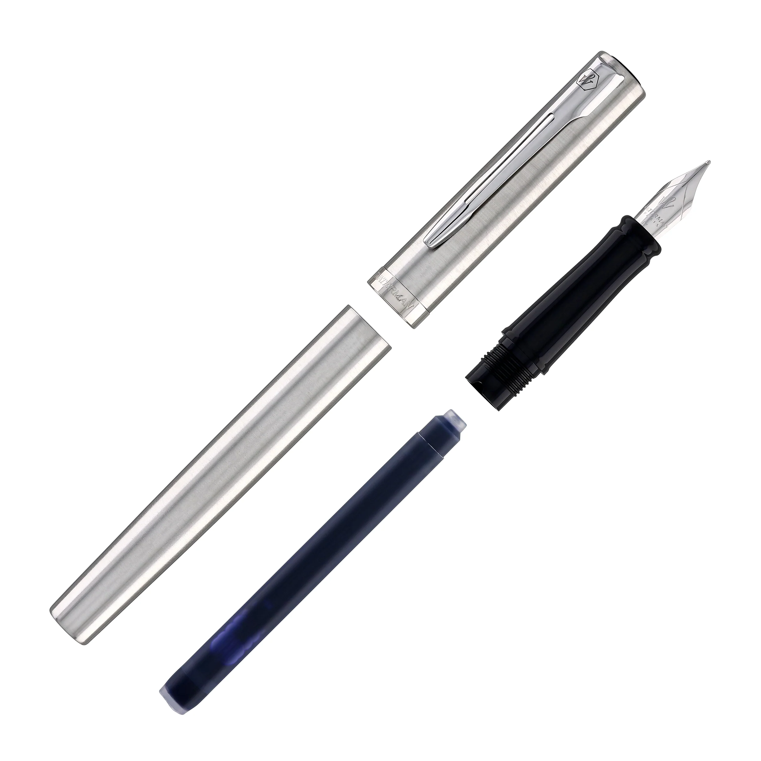 Waterman Impression Fountain Pen in Stainless Steel with Palladium Coated - Fine Point - Image 8