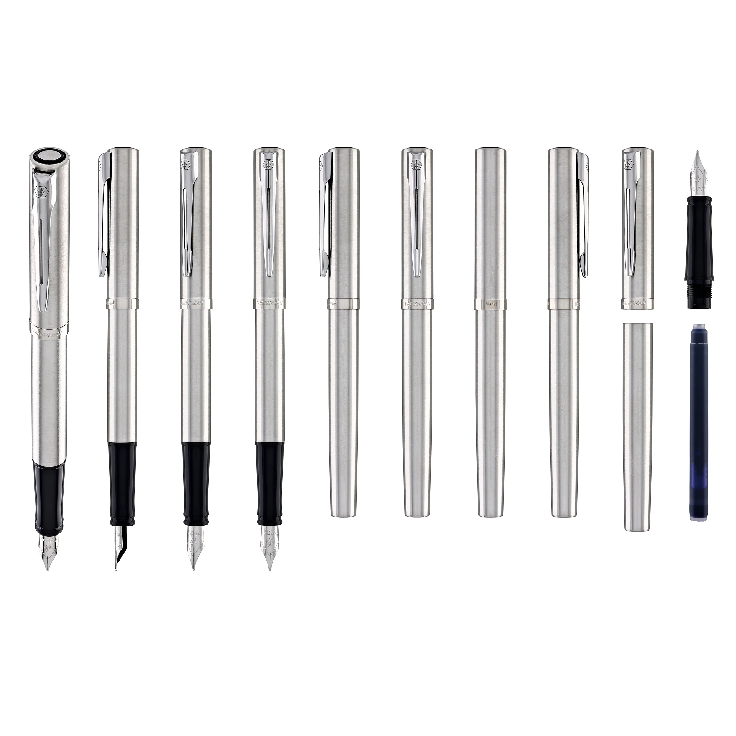 Waterman Impression Fountain Pen in Stainless Steel with Palladium Coated - Fine Point - Image 9